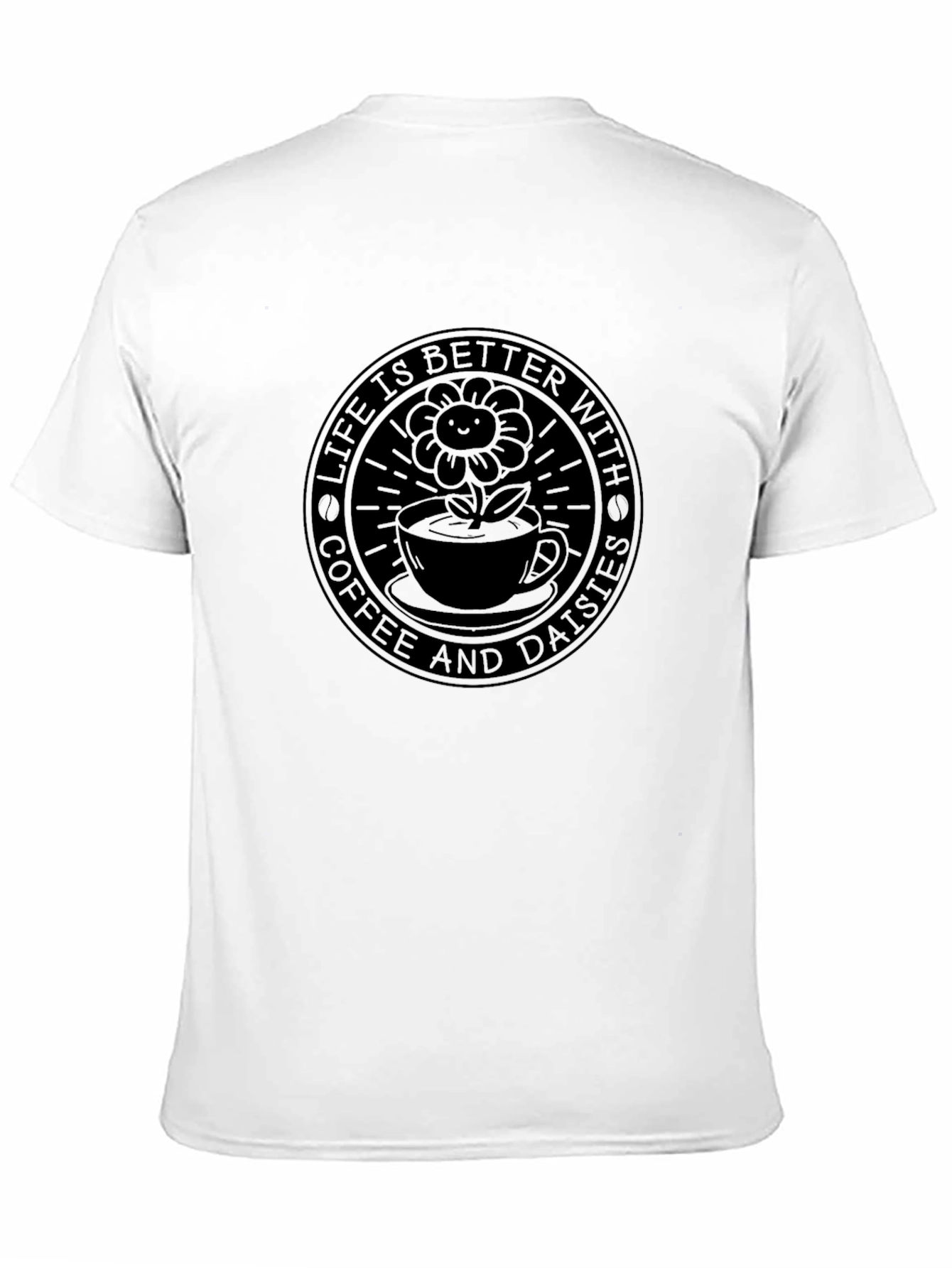 Life is Better with Coffee & Daisies Black T-Shirt