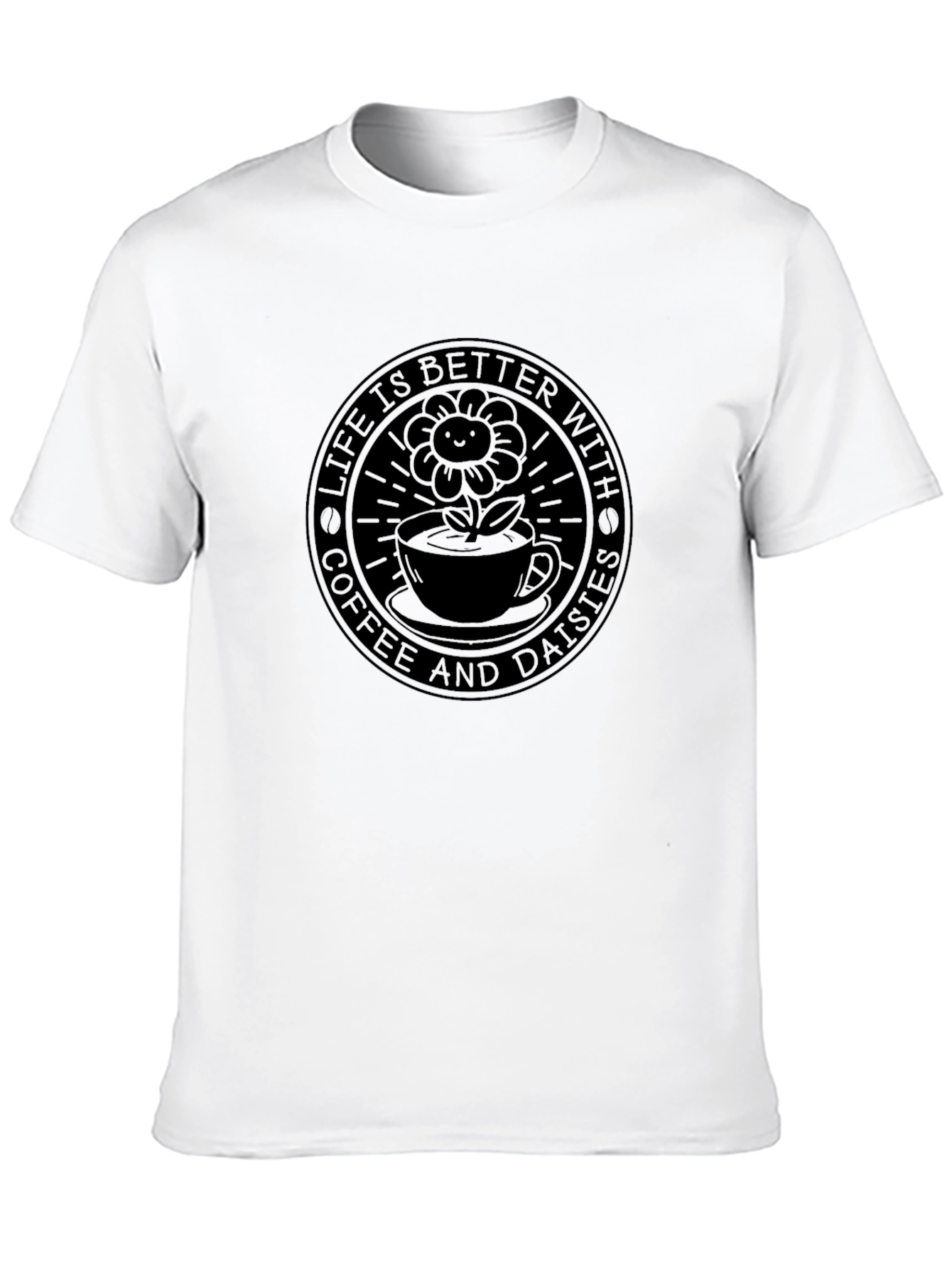 Life is Better with Coffee & Daisies Black T-Shirt