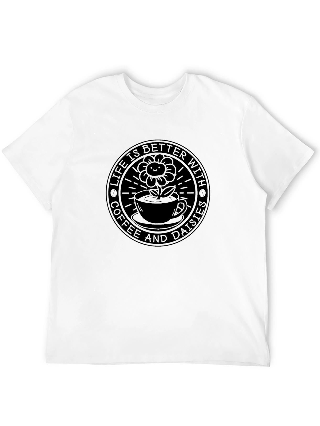 Life is Better with Coffee & Daisies Black T-Shirt