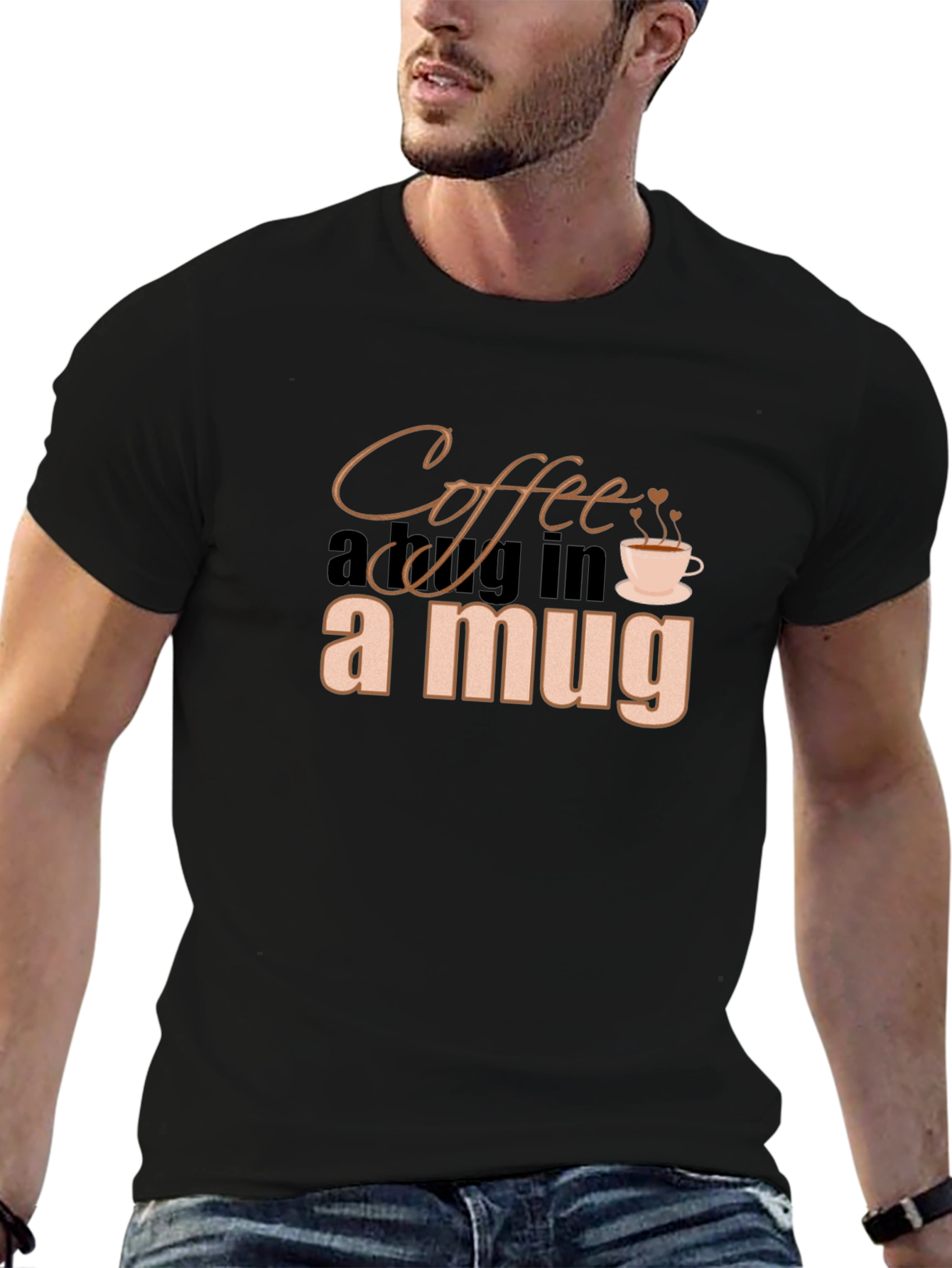 Coffee in a Mug Graphic Black T-Shirt