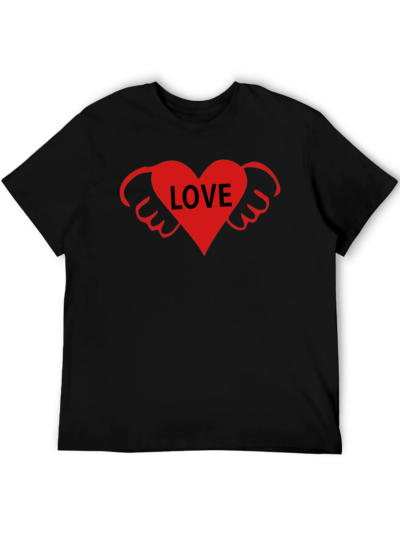 Love Heart Wings Graphic Tee - Black T-Shirt