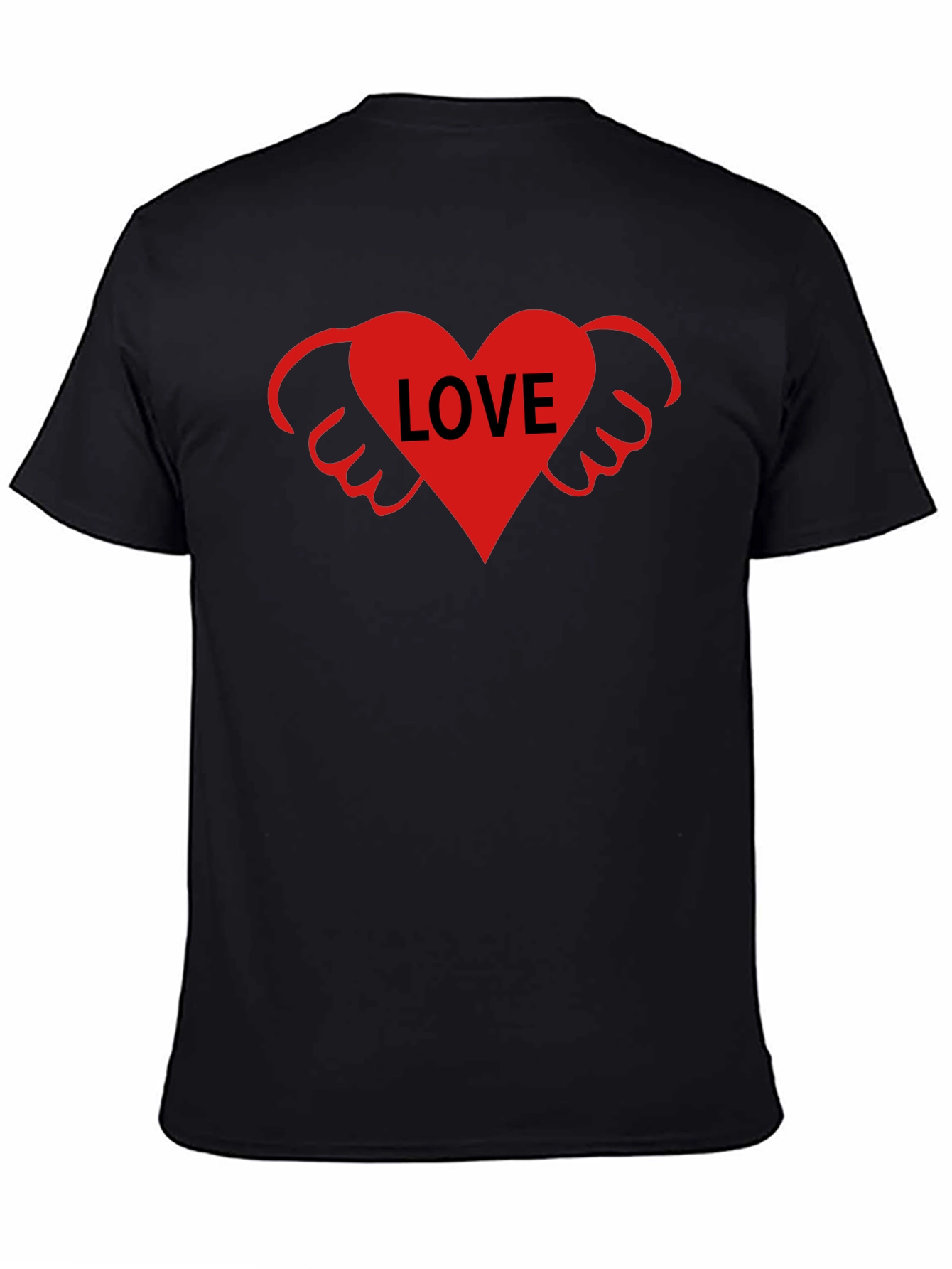 Love Heart Wings Graphic Tee - Black T-Shirt
