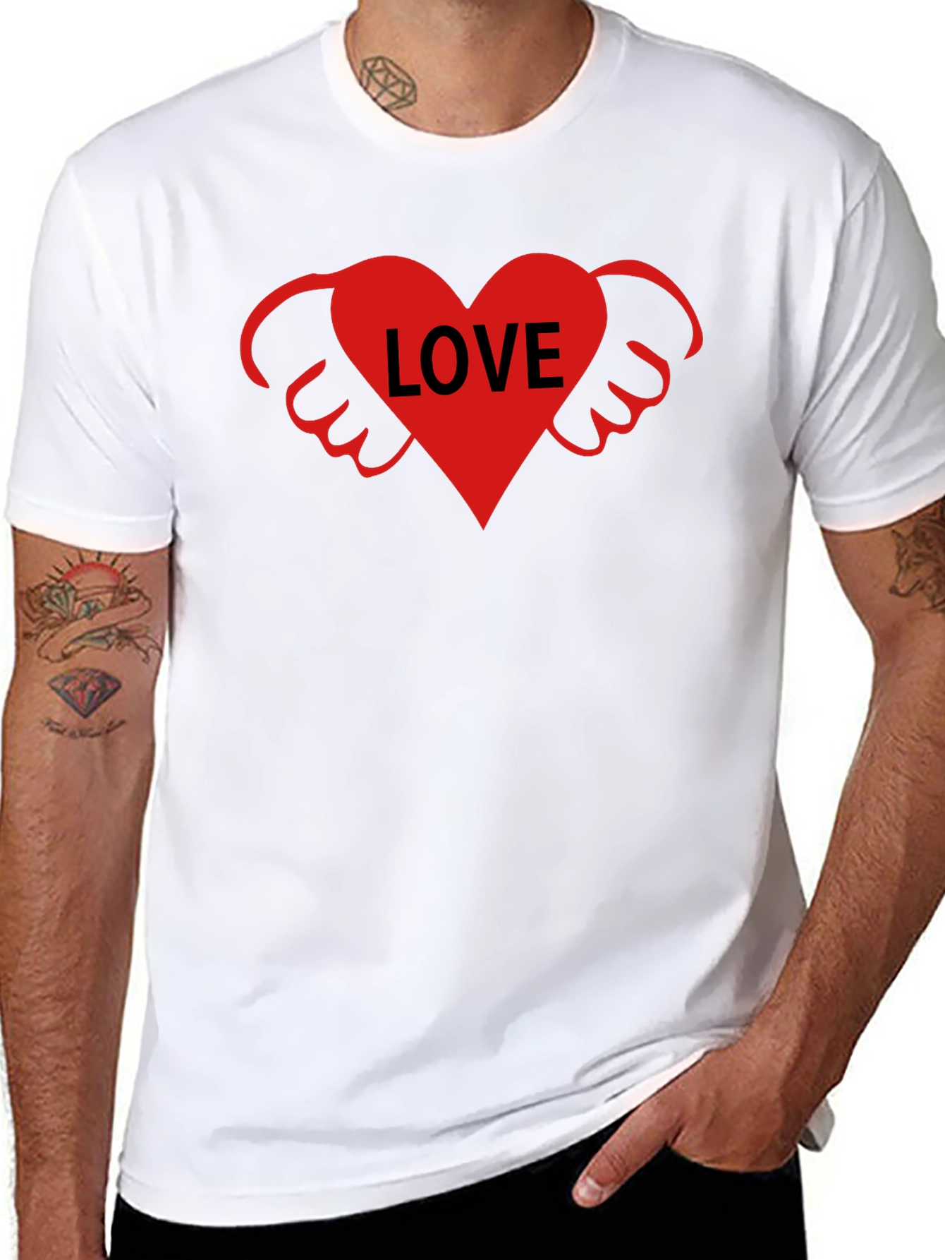 Love Heart Wings Graphic Tee - Black T-Shirt