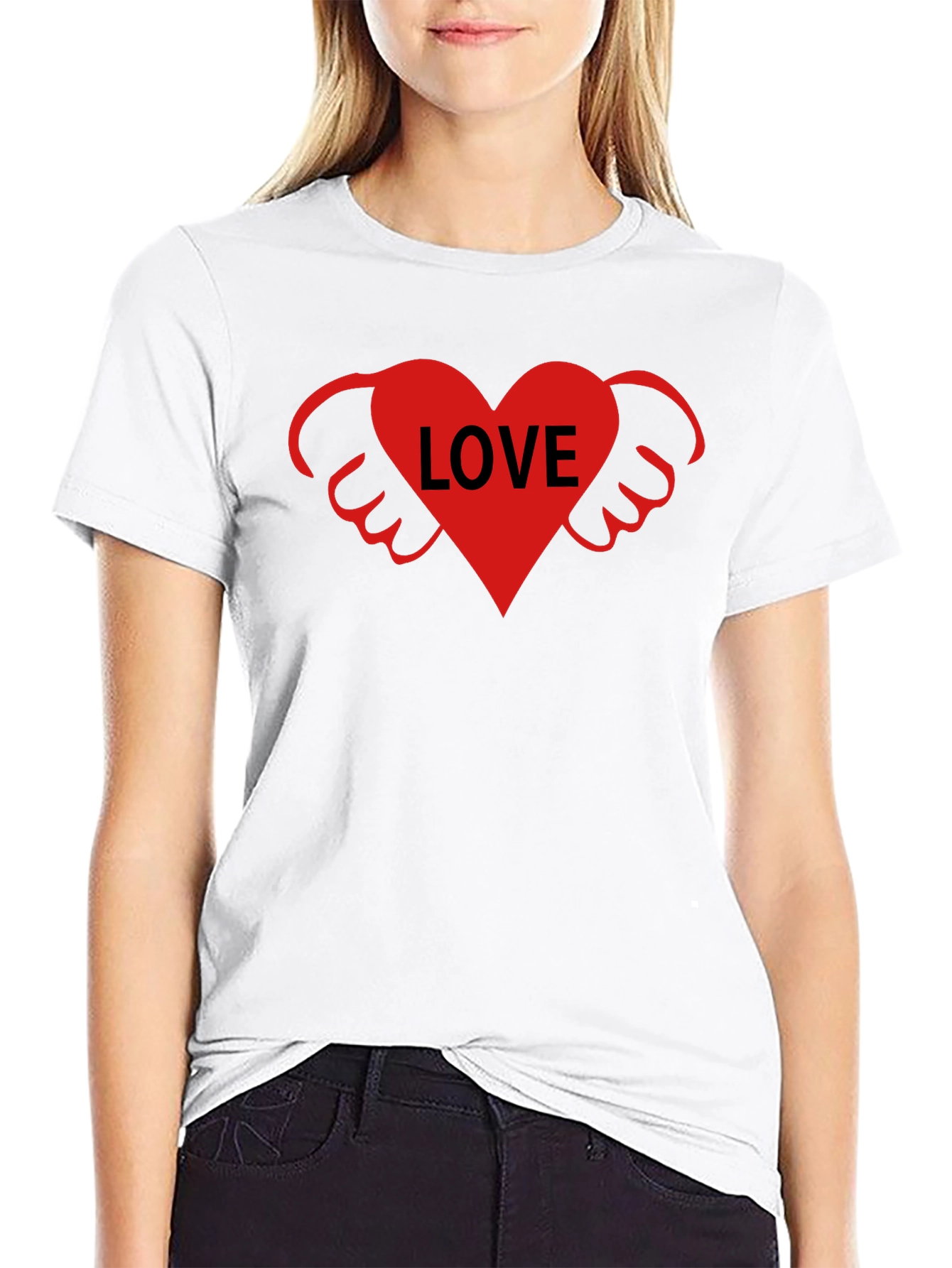 Love Heart Wings Graphic Tee - Black T-Shirt