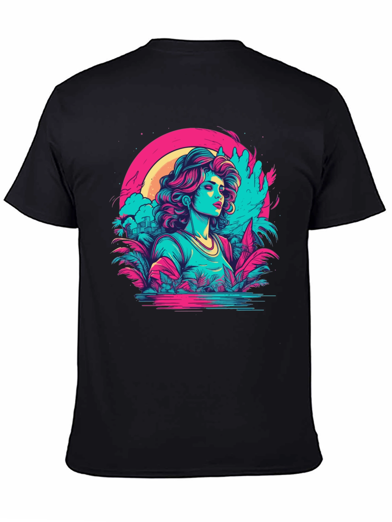 Retro Wave T-Shirt: Synthwave Tropical Girl Tee