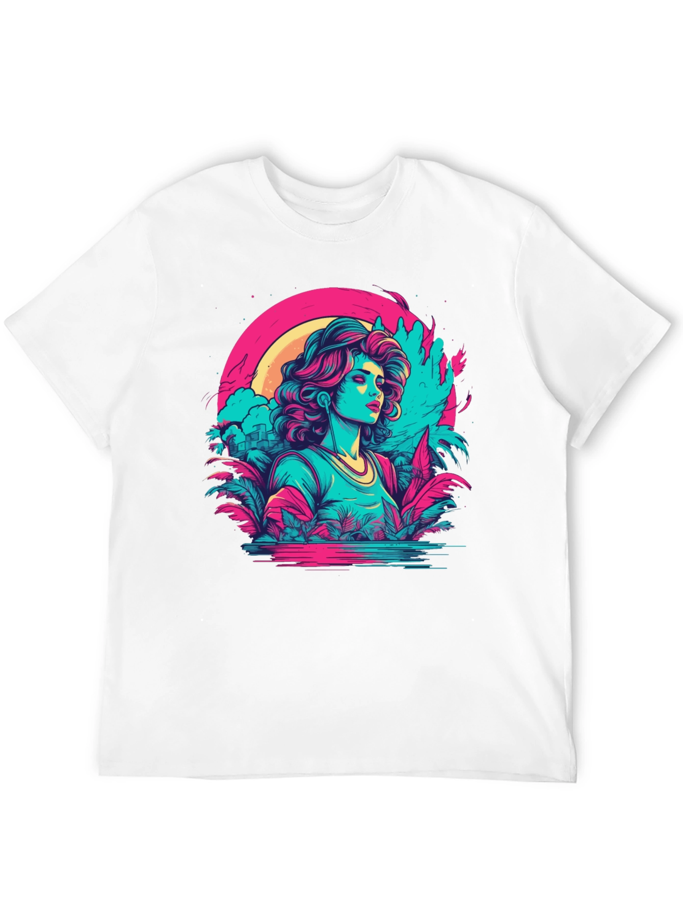 Retro Wave T-Shirt: Synthwave Tropical Girl Tee