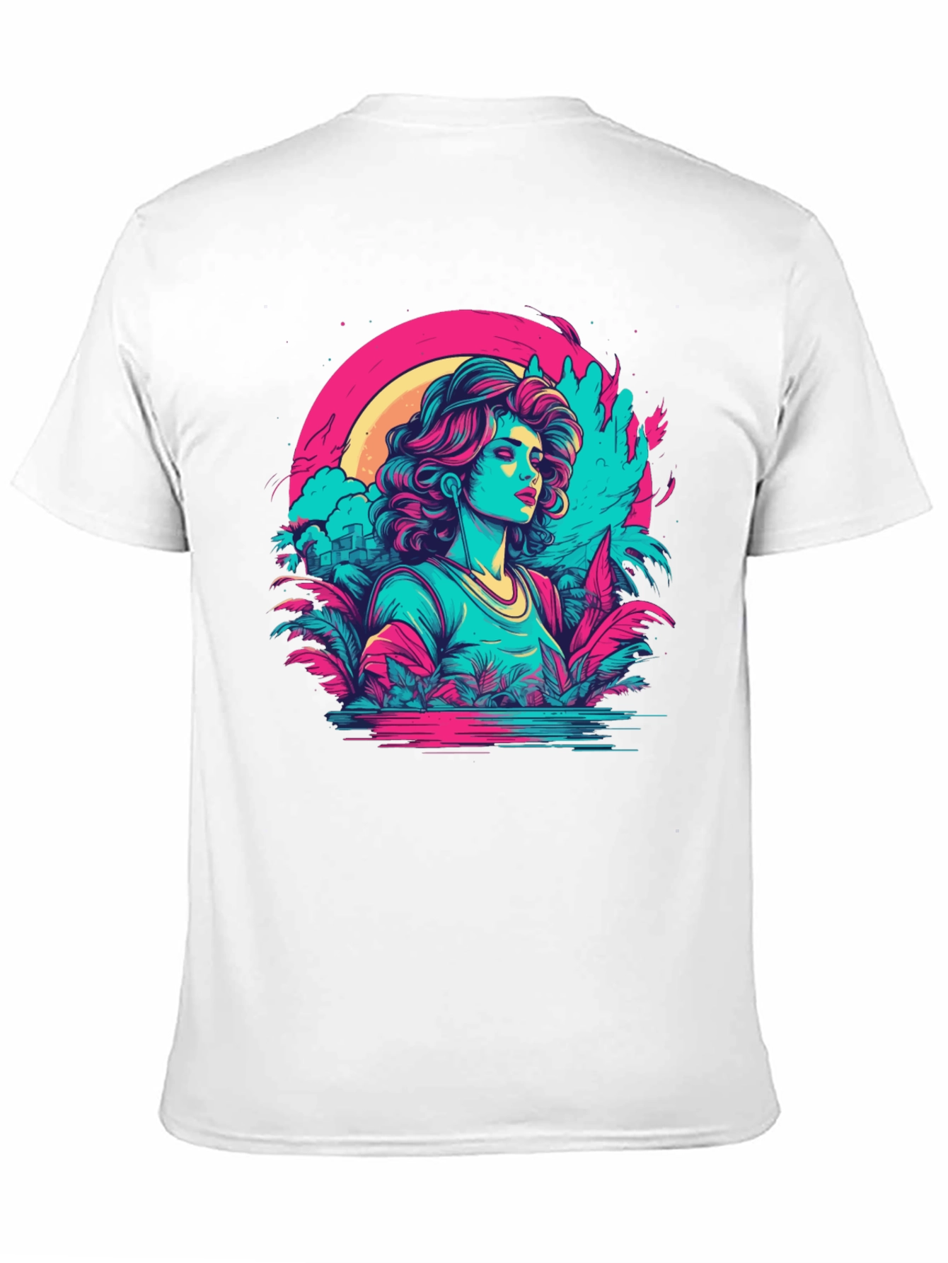 Retro Wave T-Shirt: Synthwave Tropical Girl Tee