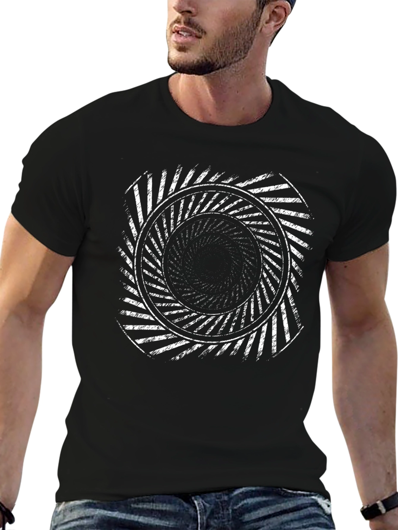 Hypnotic Circle Graphic T-Shirt - Black