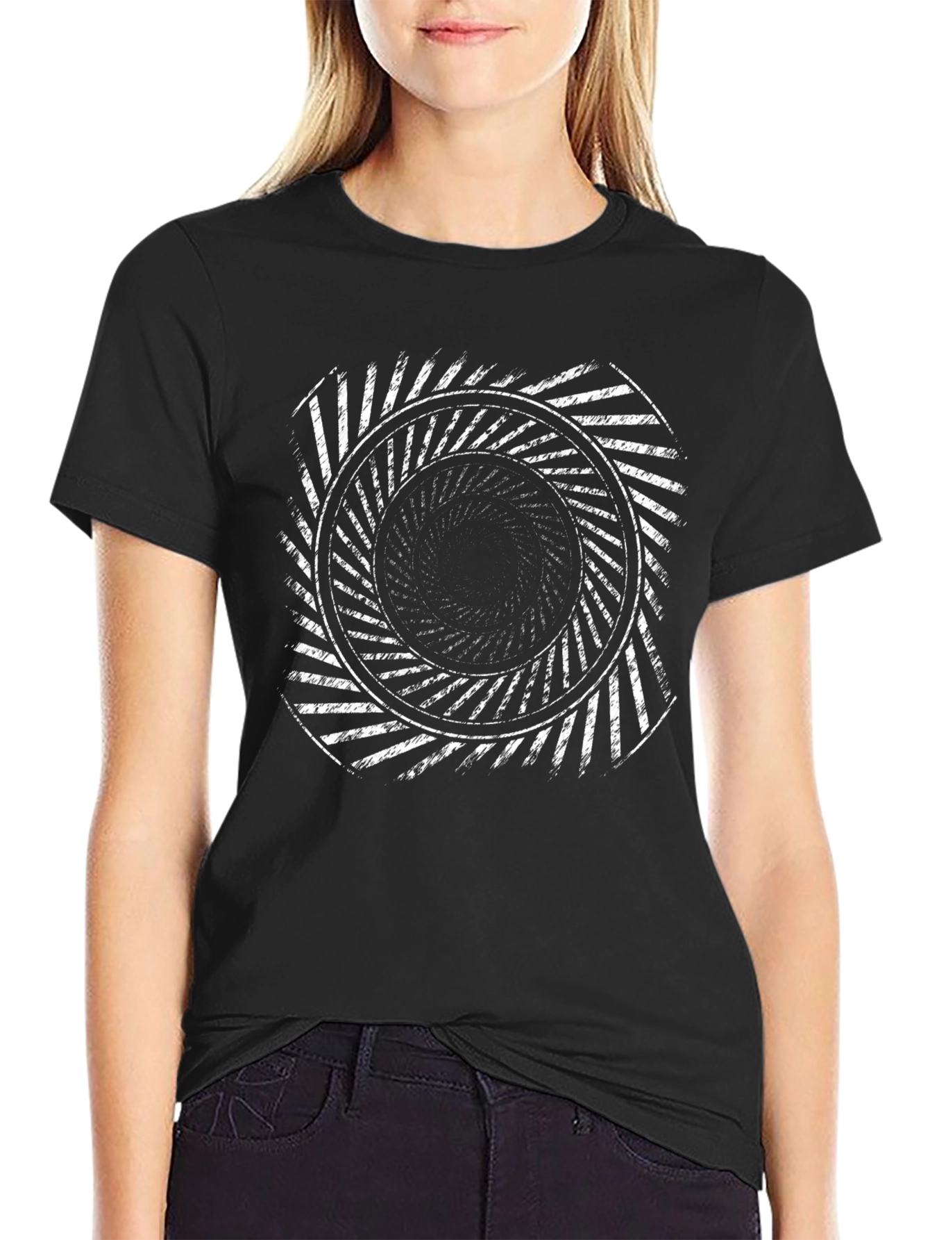 Hypnotic Circle Graphic T-Shirt - Black