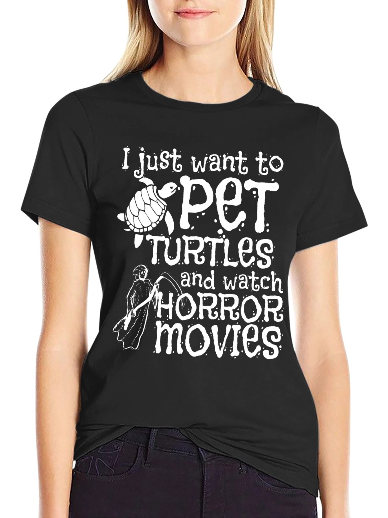 Pet Turtles & Horror Movies Graphic T-Shirt