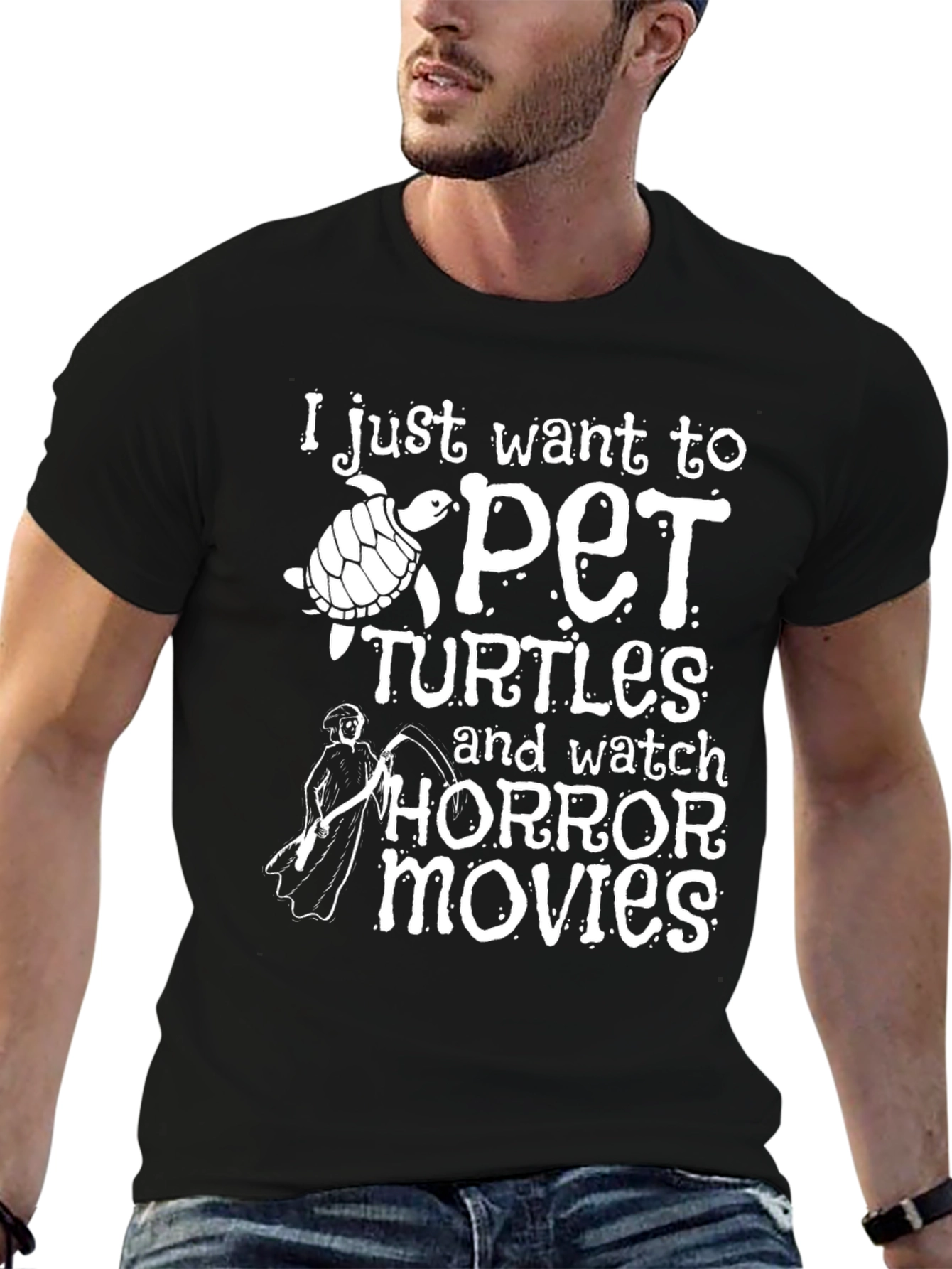 Pet Turtles & Horror Movies Graphic T-Shirt