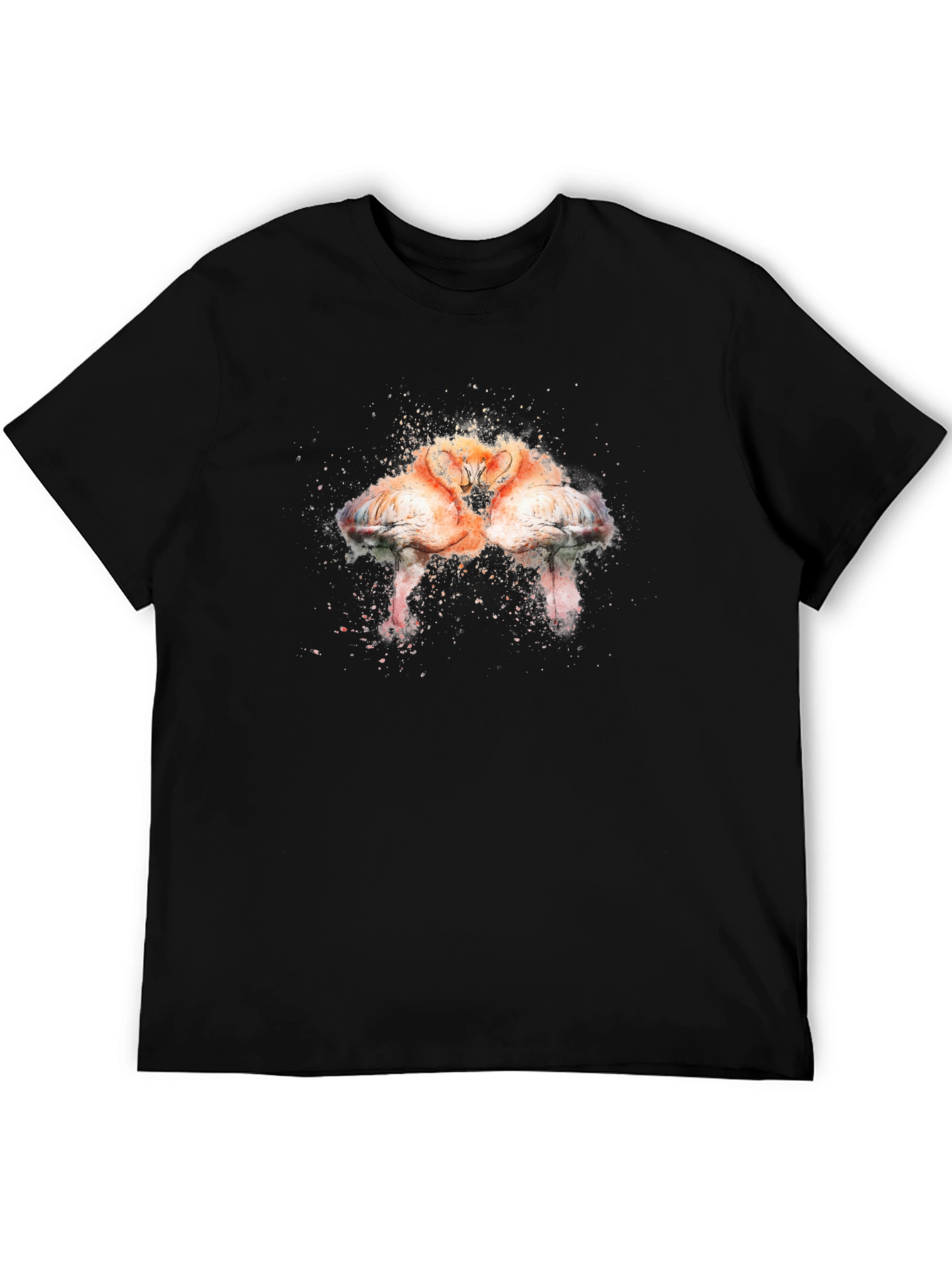 Flamingo Kiss Graphic Tee - Soft Black Cotton