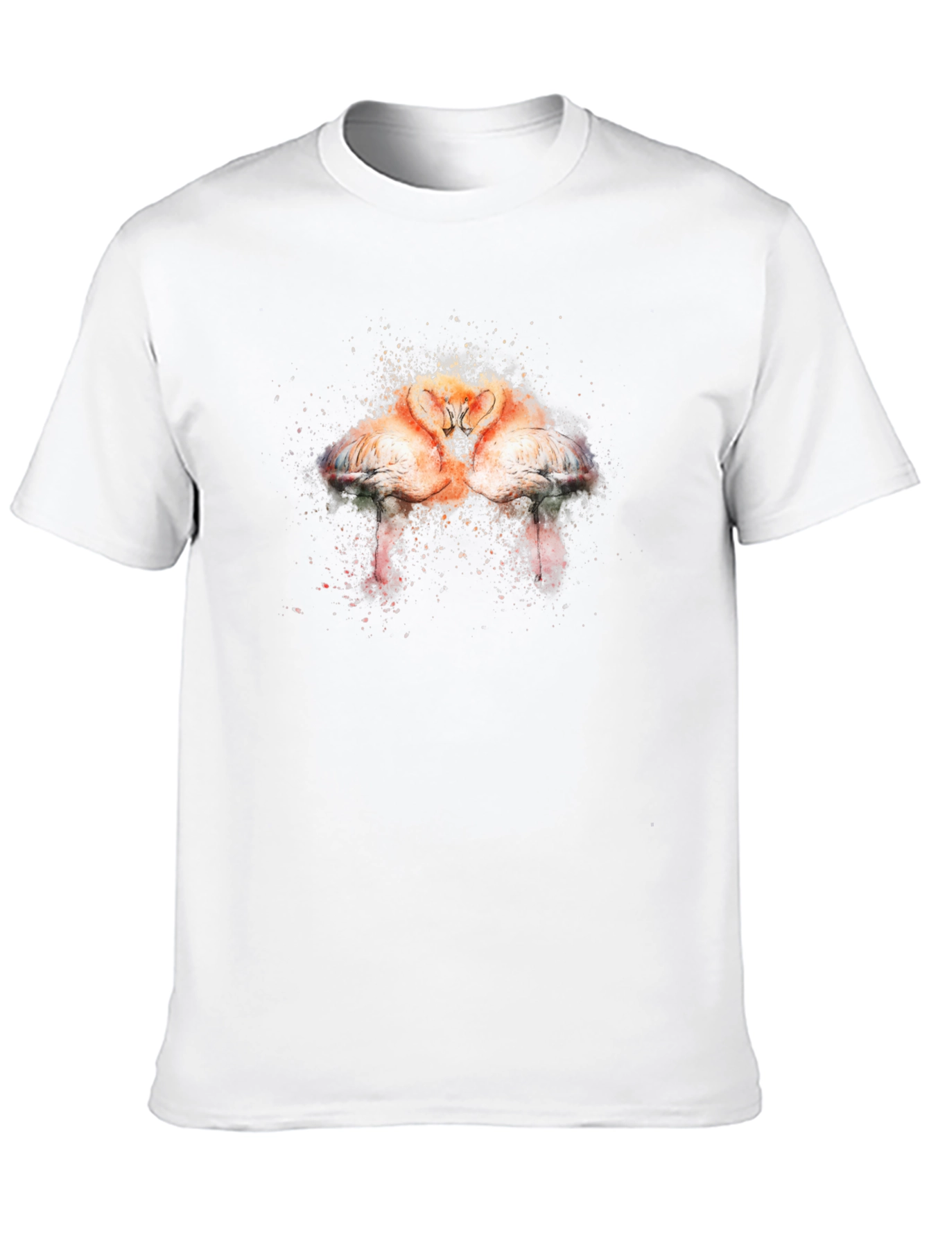 Flamingo Kiss Graphic Tee - Soft Black Cotton