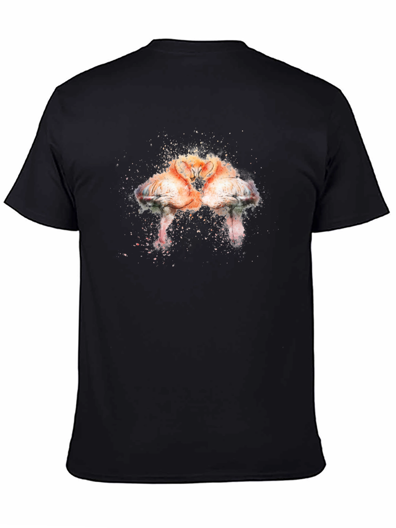 Flamingo Kiss Graphic Tee - Soft Black Cotton