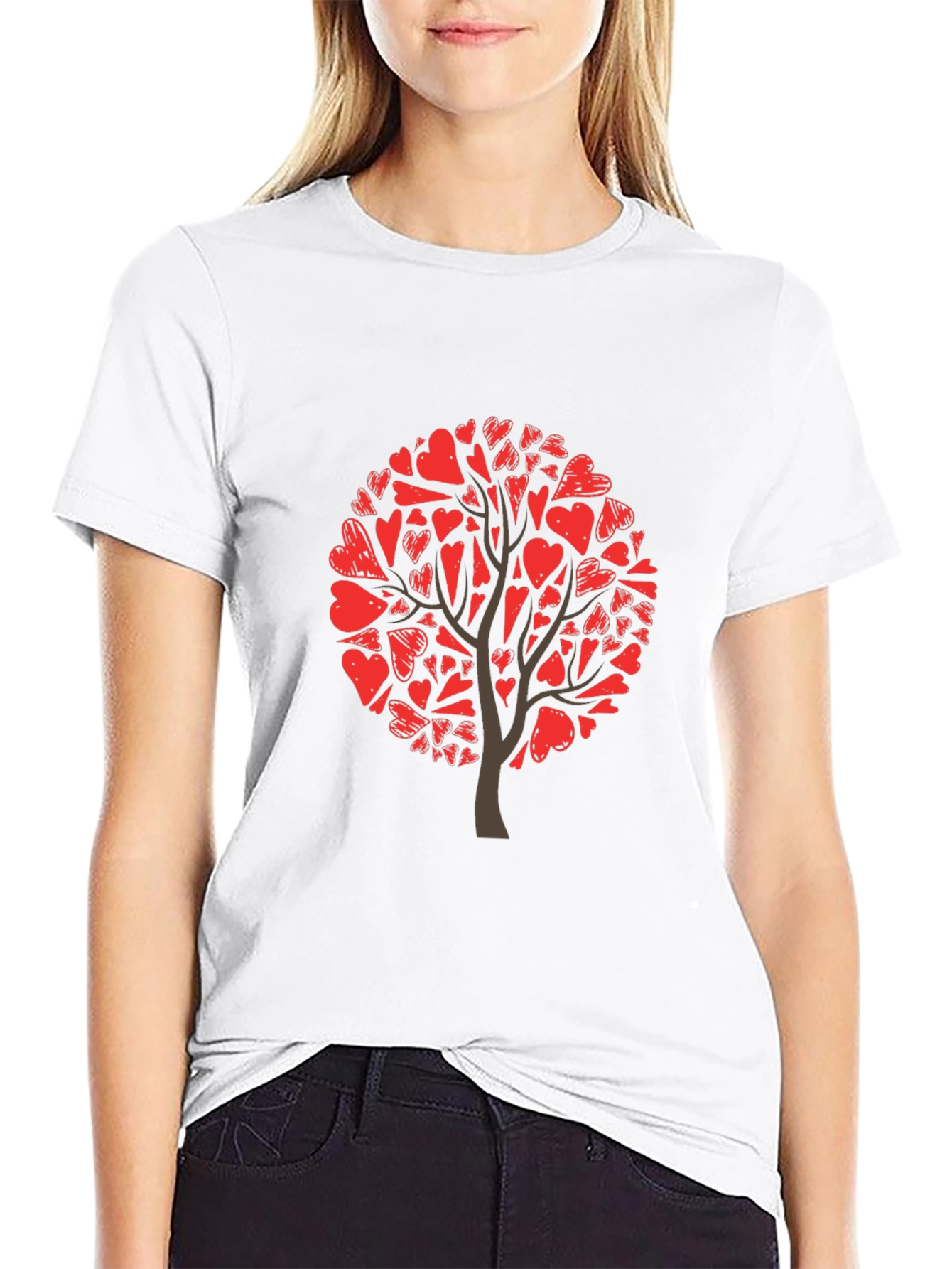 Heart Tree Graphic Tee - Black Cotton Blend