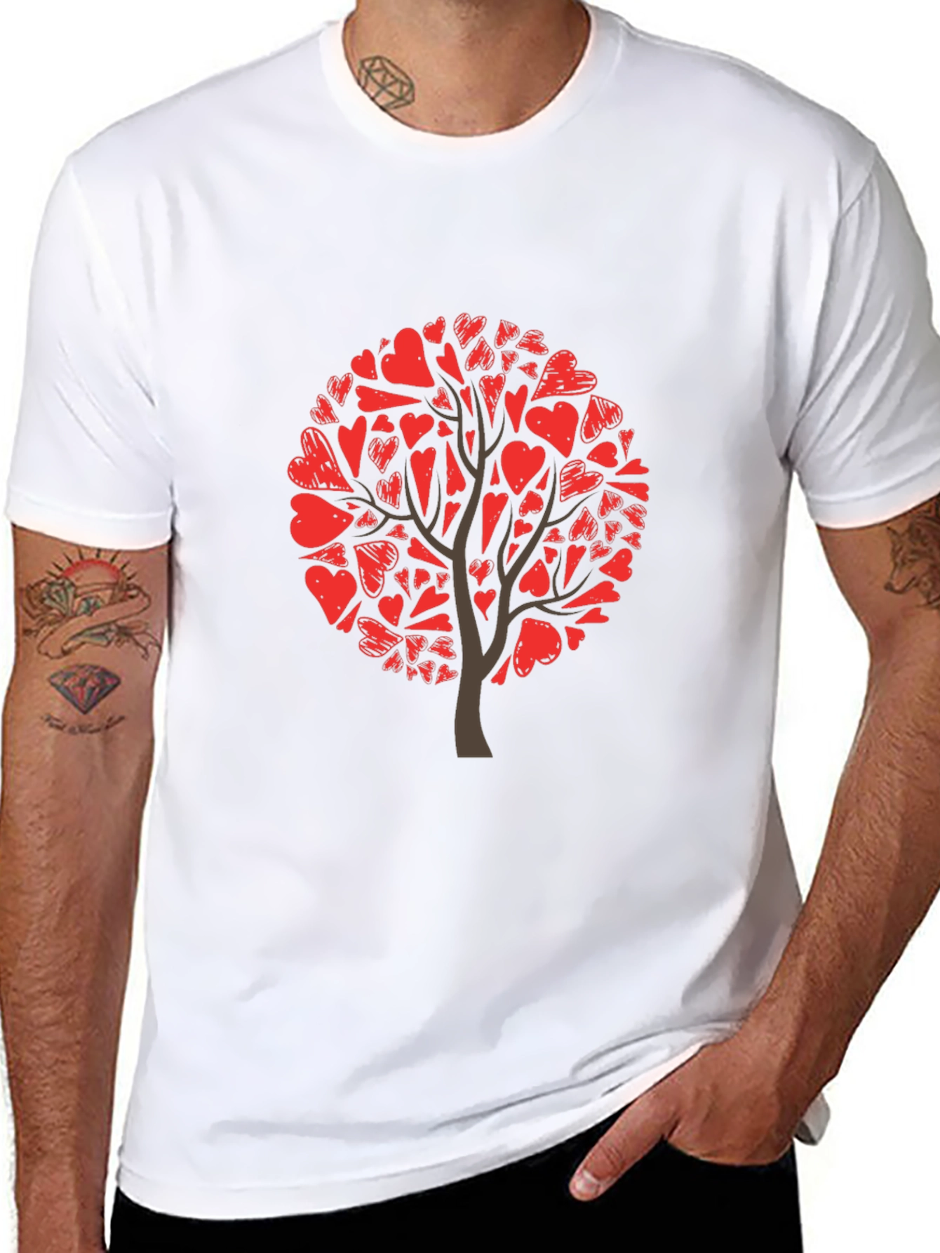 Heart Tree Graphic Tee - Black Cotton Blend