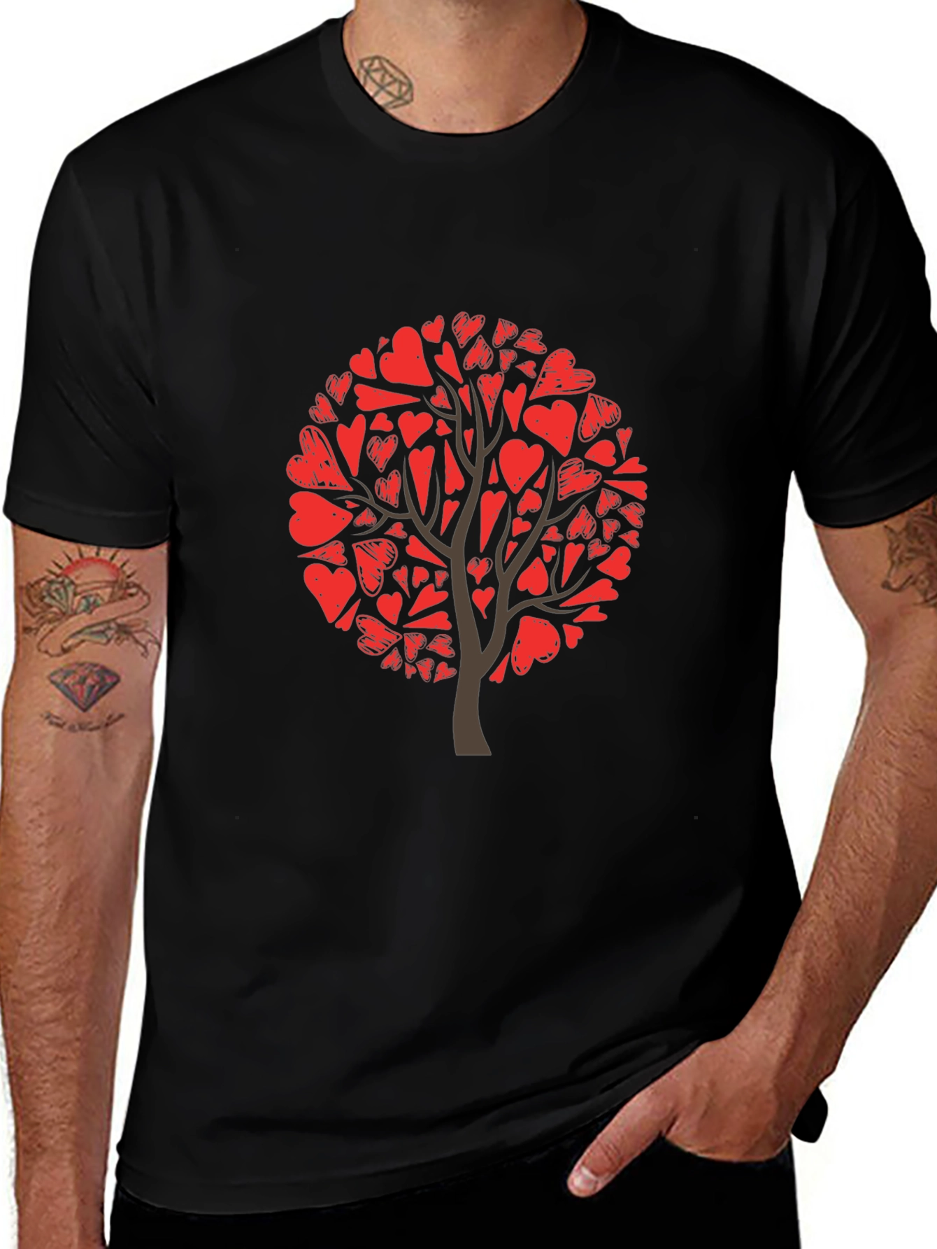 Heart Tree Graphic Tee - Black Cotton Blend