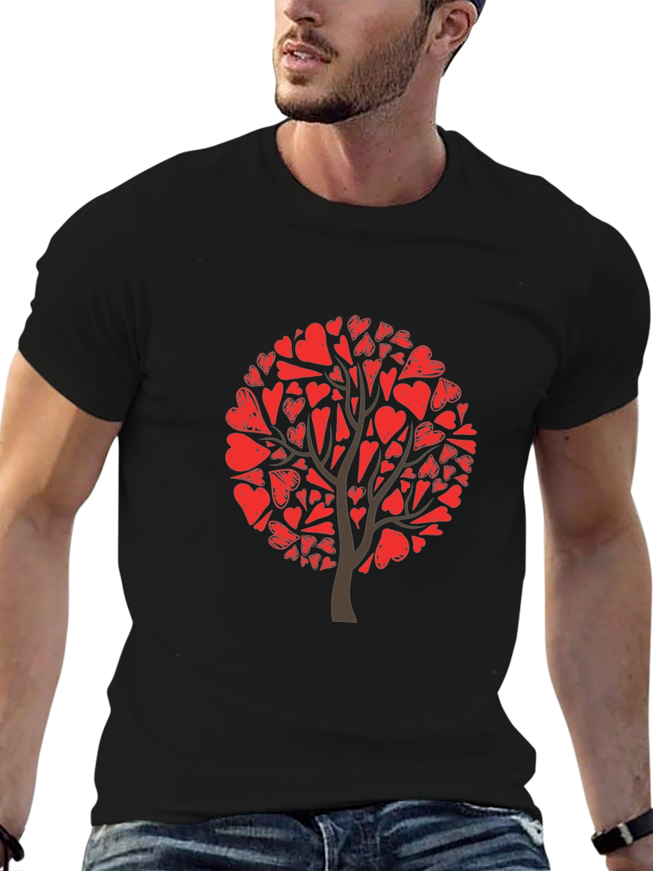 Heart Tree Graphic Tee - Black Cotton Blend