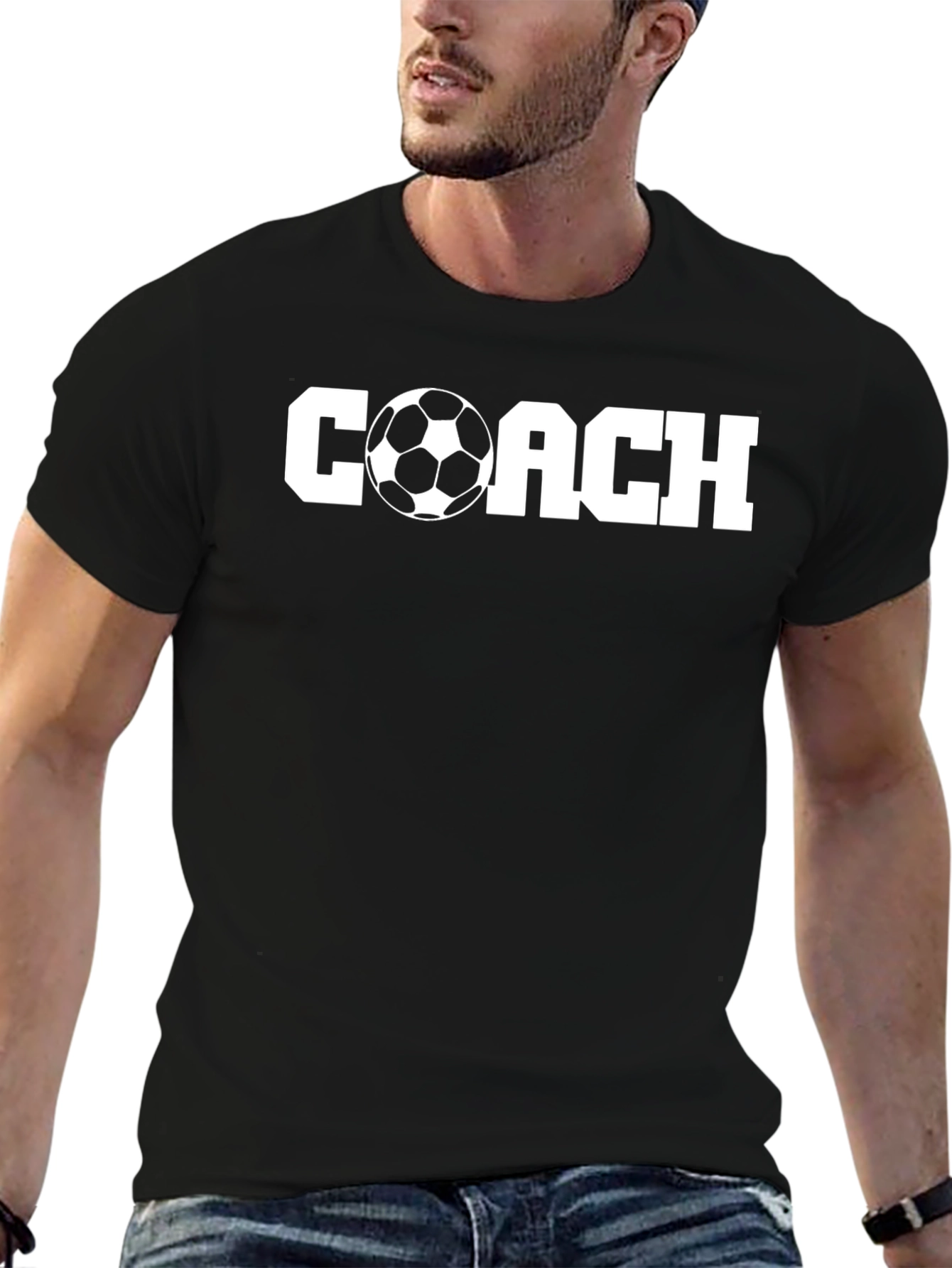 Soccer Coach T-Shirt - Black Soccer Ball Tee
