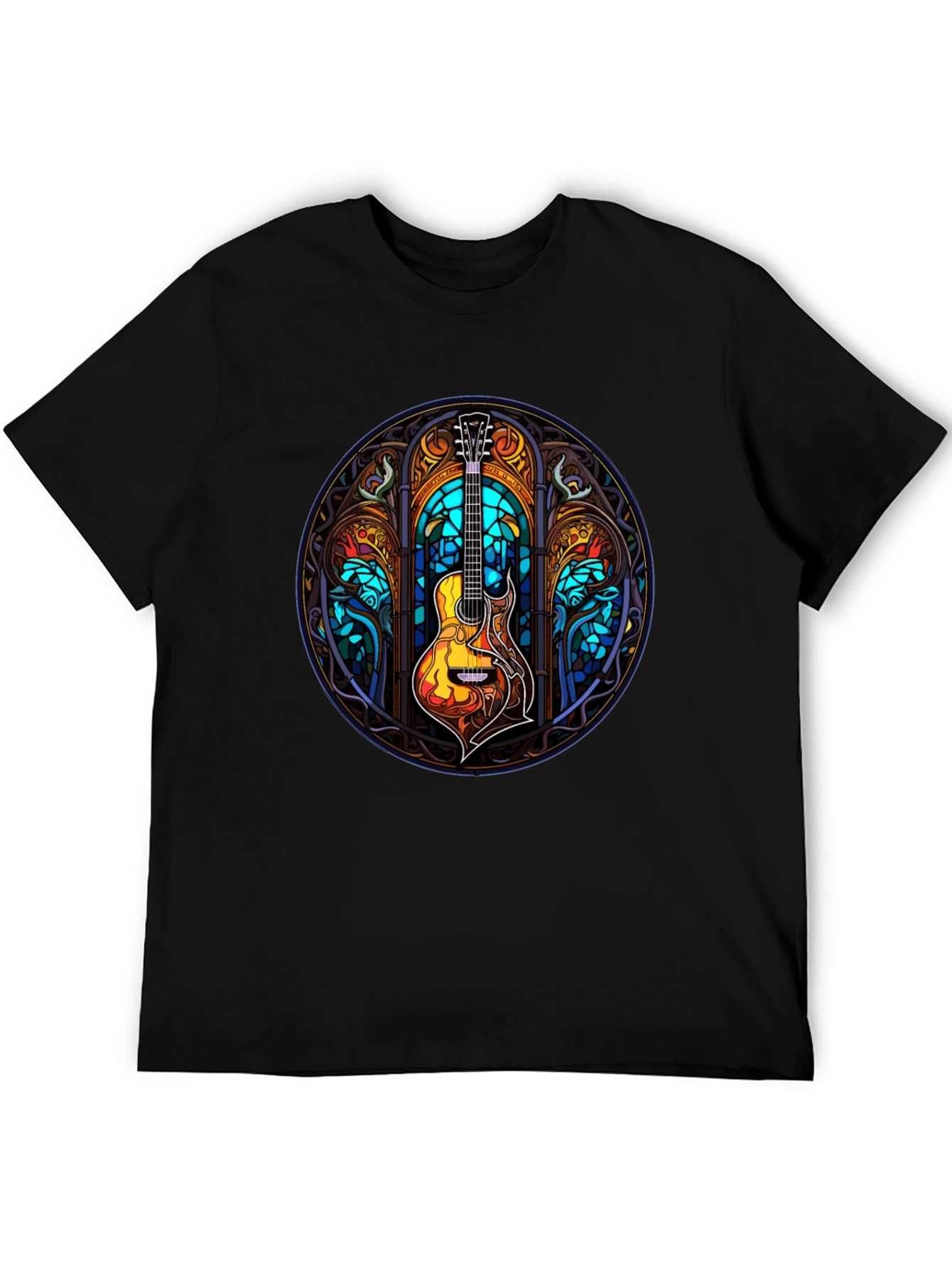 Stained Glass Guitar Graphic T-Shirt