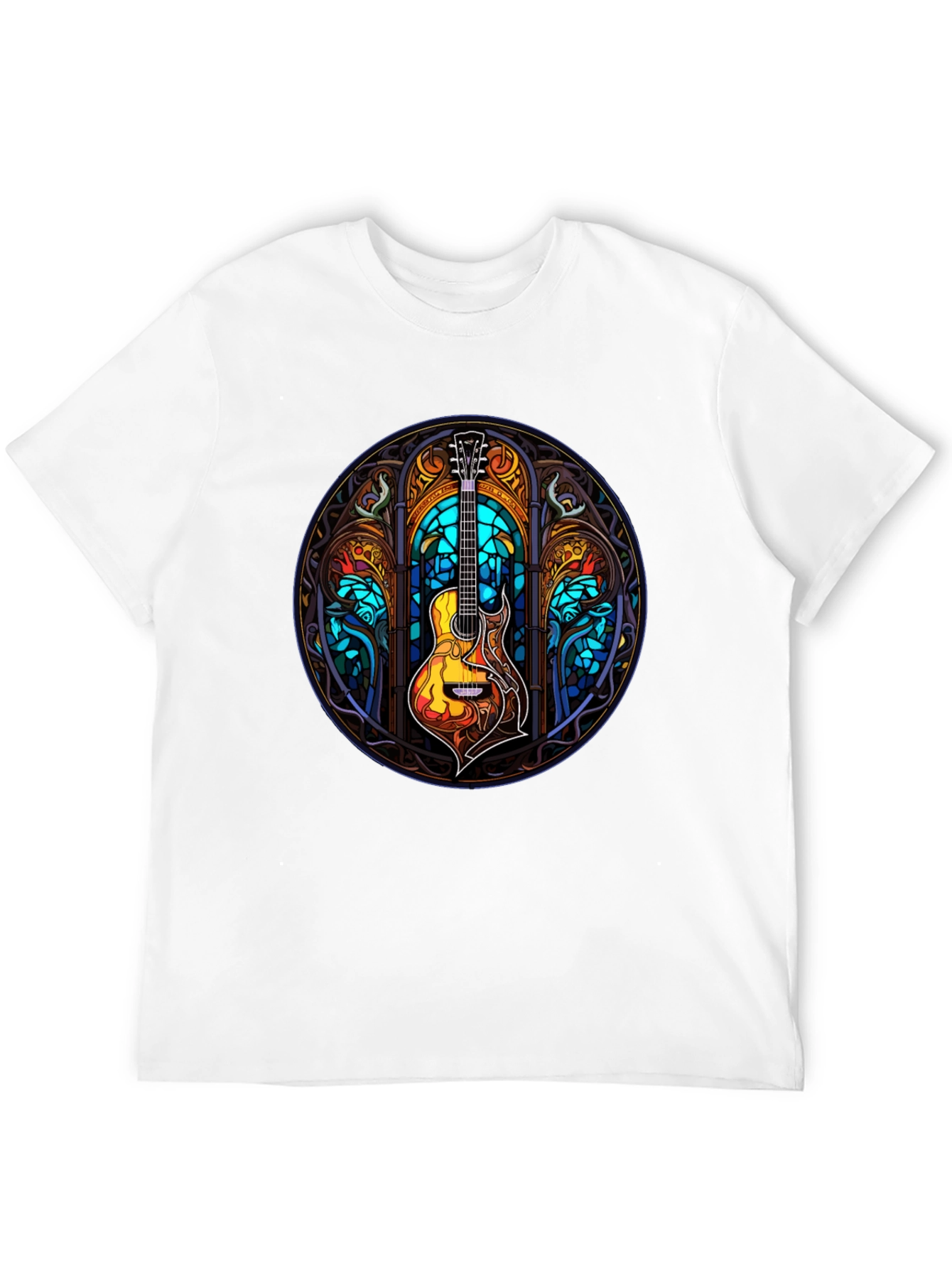 Stained Glass Guitar Graphic T-Shirt