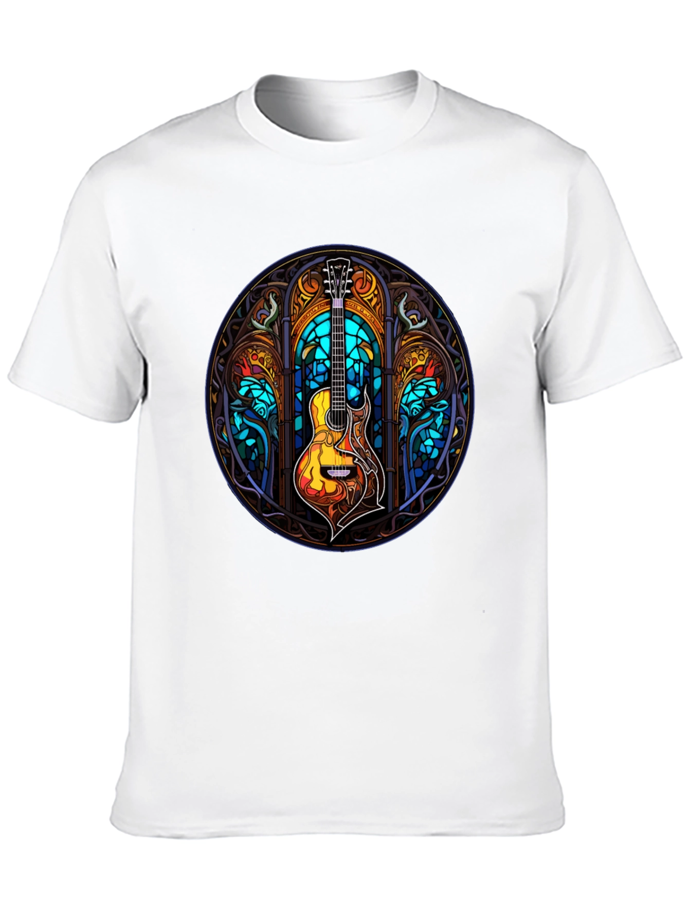 Stained Glass Guitar Graphic T-Shirt