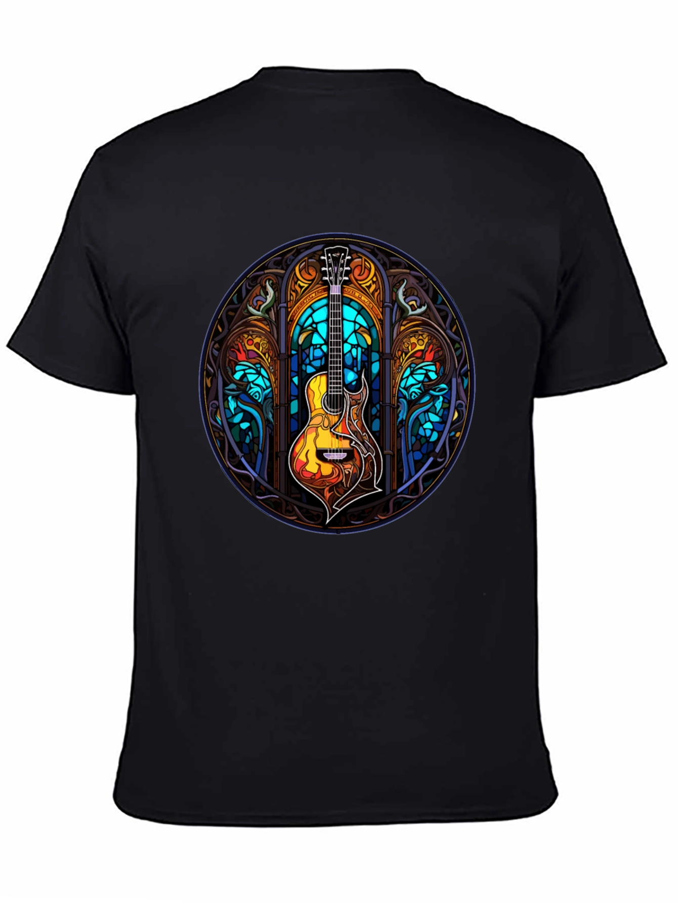 Stained Glass Guitar Graphic T-Shirt