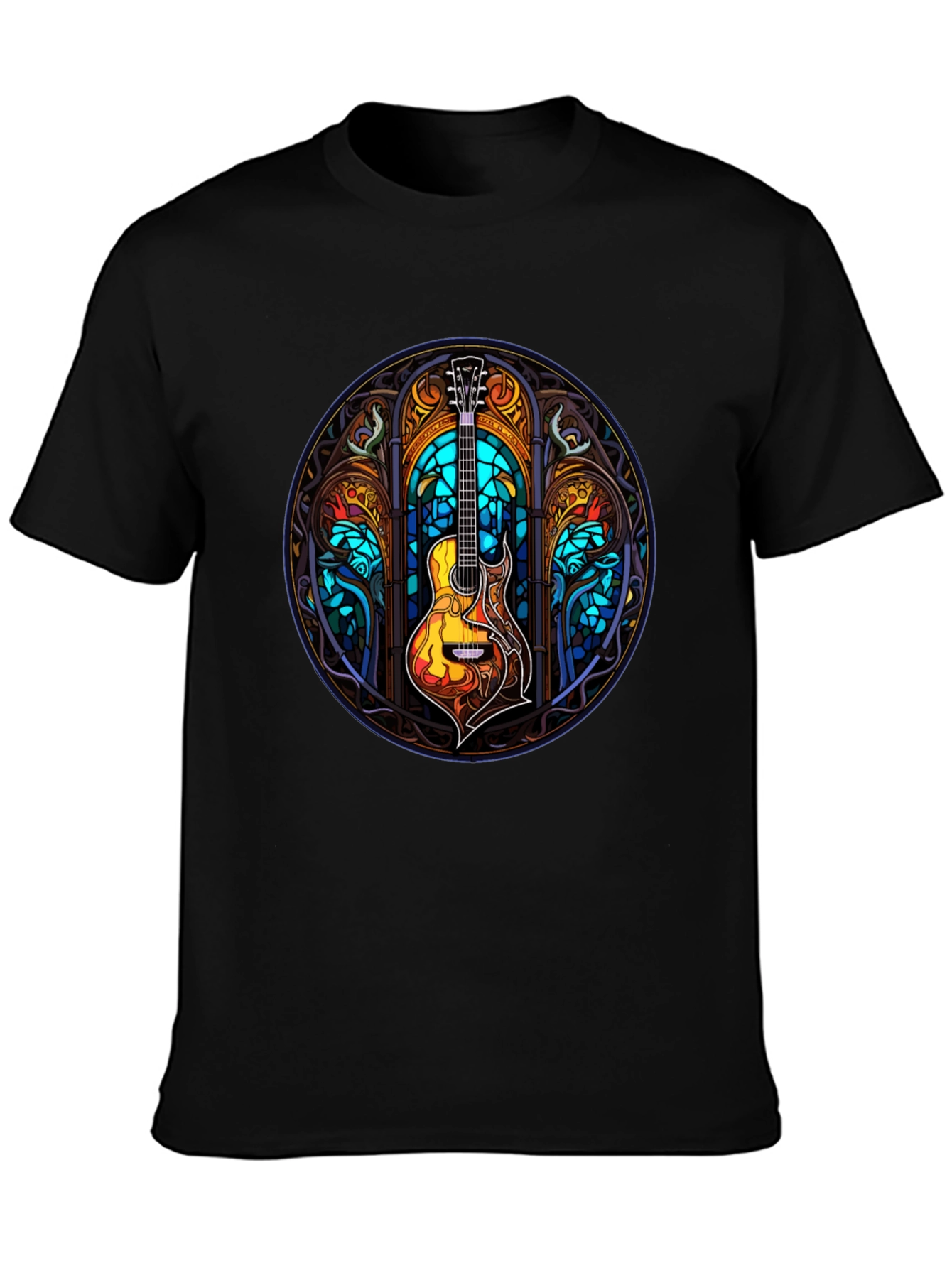 Stained Glass Guitar Graphic T-Shirt