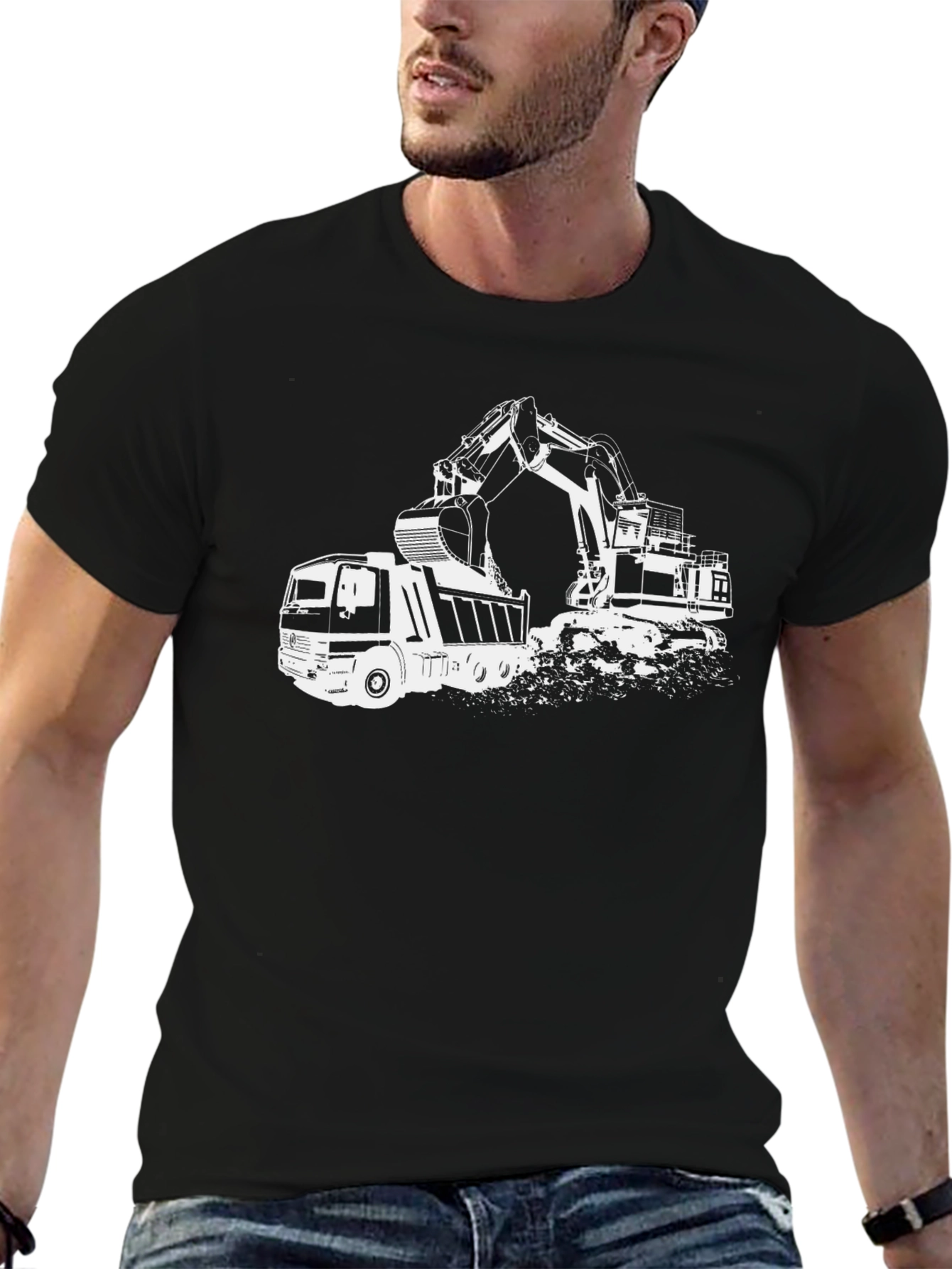 Construction Vehicle Graphic Tee - Black