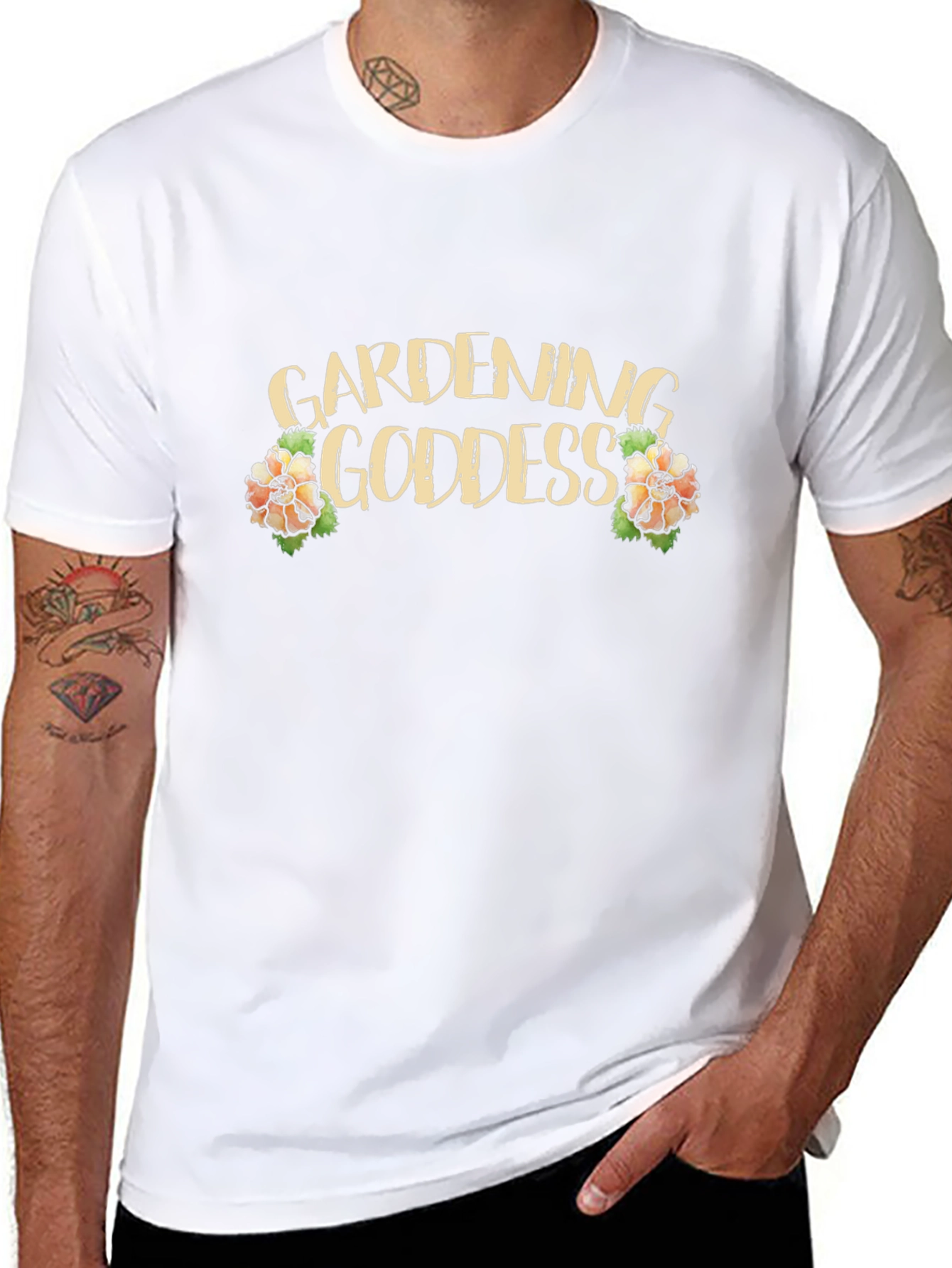 Gardening Goddess Graphic Tee - Black Cotton T-Shirt