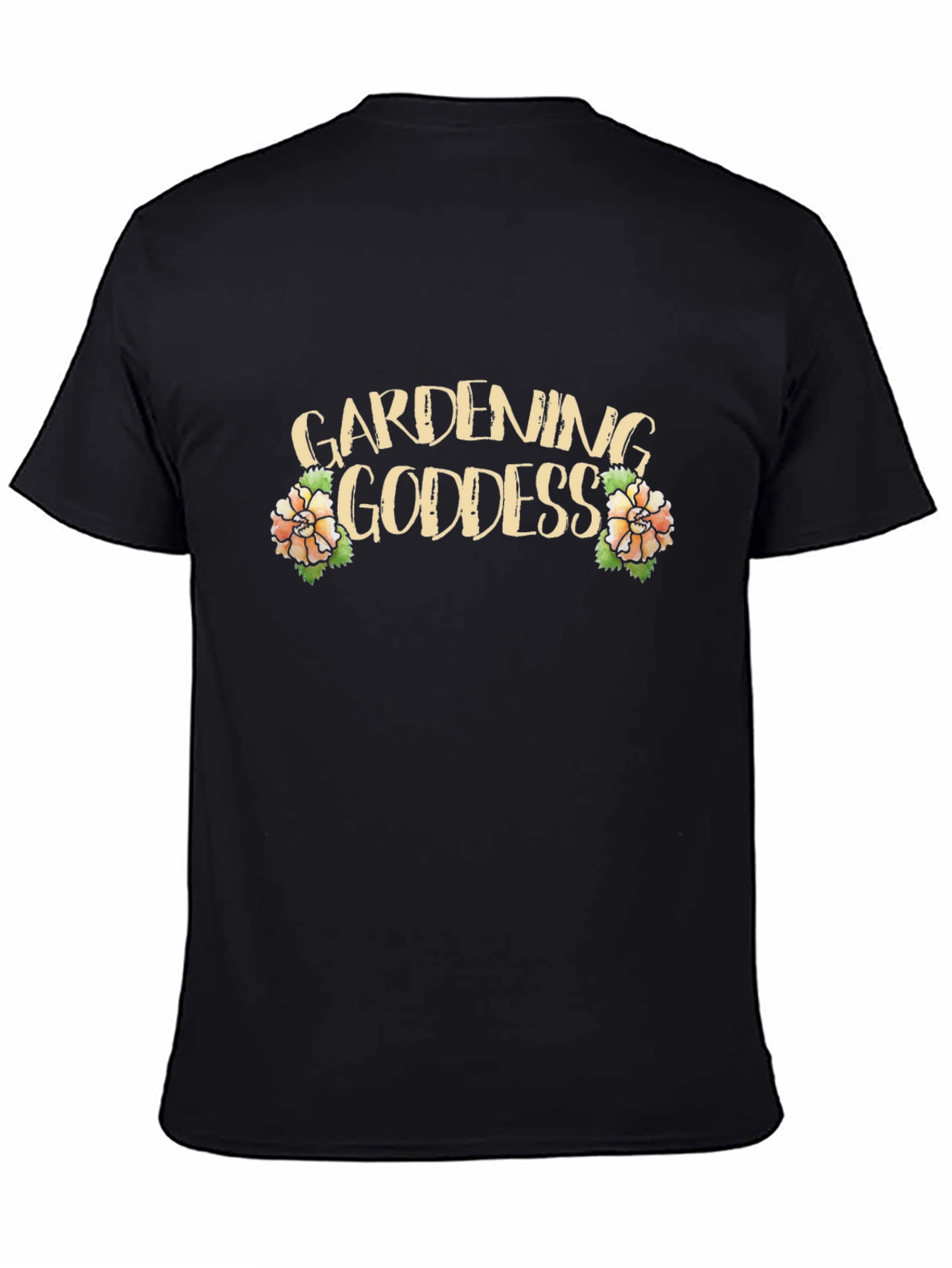 Gardening Goddess Graphic Tee - Black Cotton T-Shirt