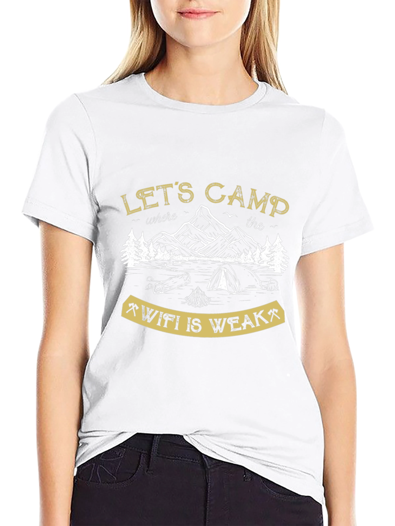 Lets Camp Where the Wifi is Weak Black T-Shirt