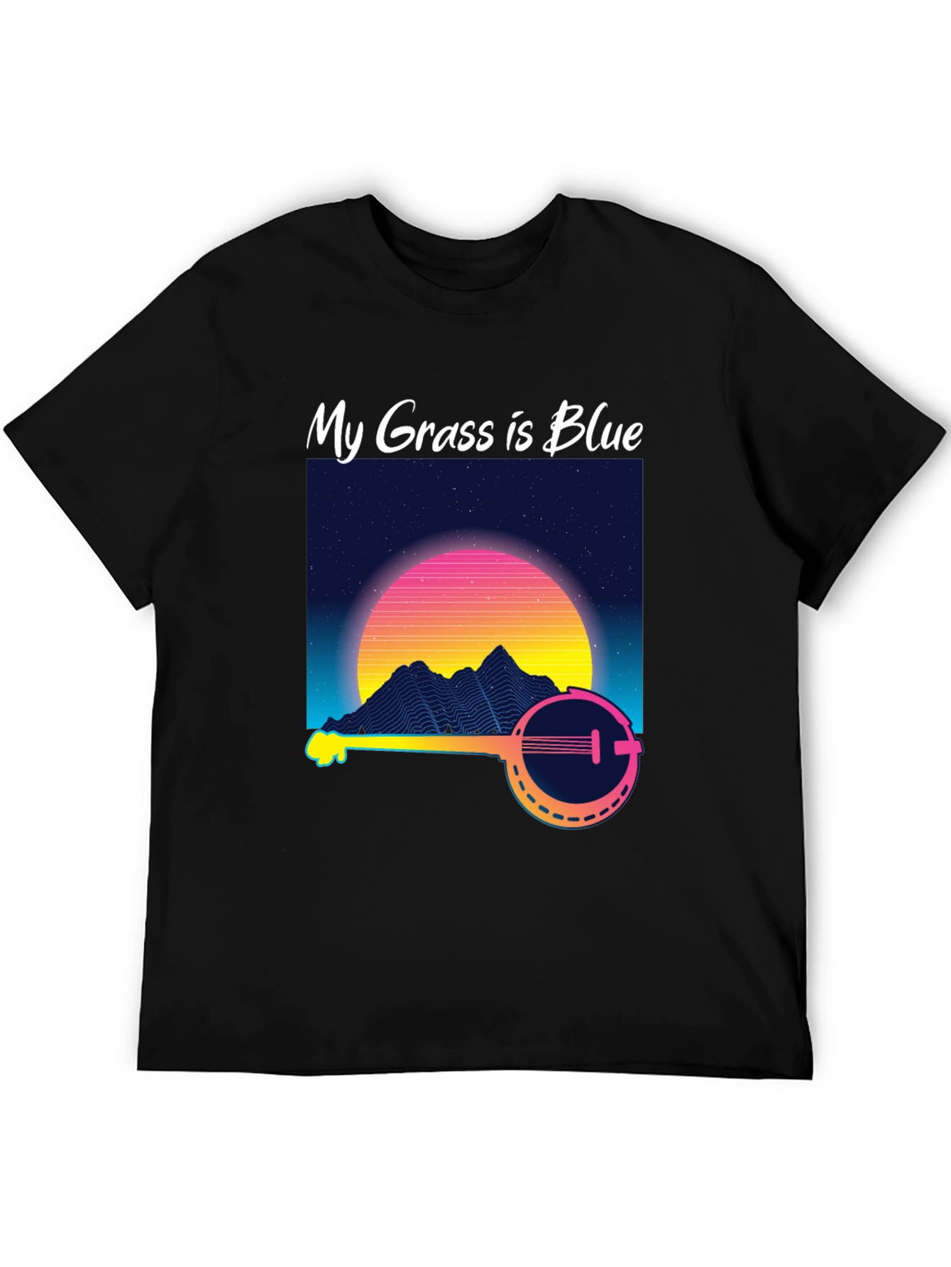 My Grass is Blue Retro Banjo T-Shirt