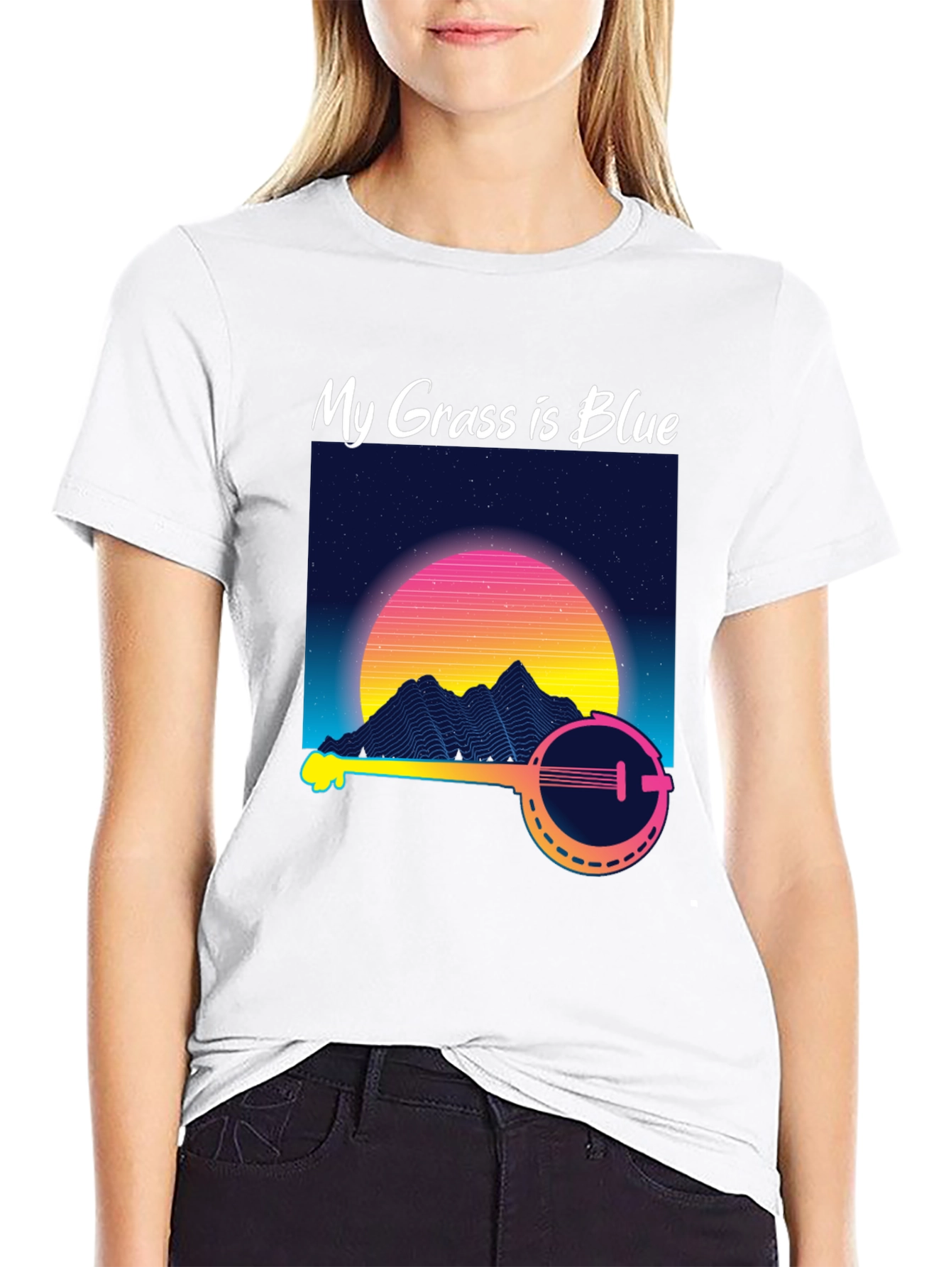 My Grass is Blue Retro Banjo T-Shirt