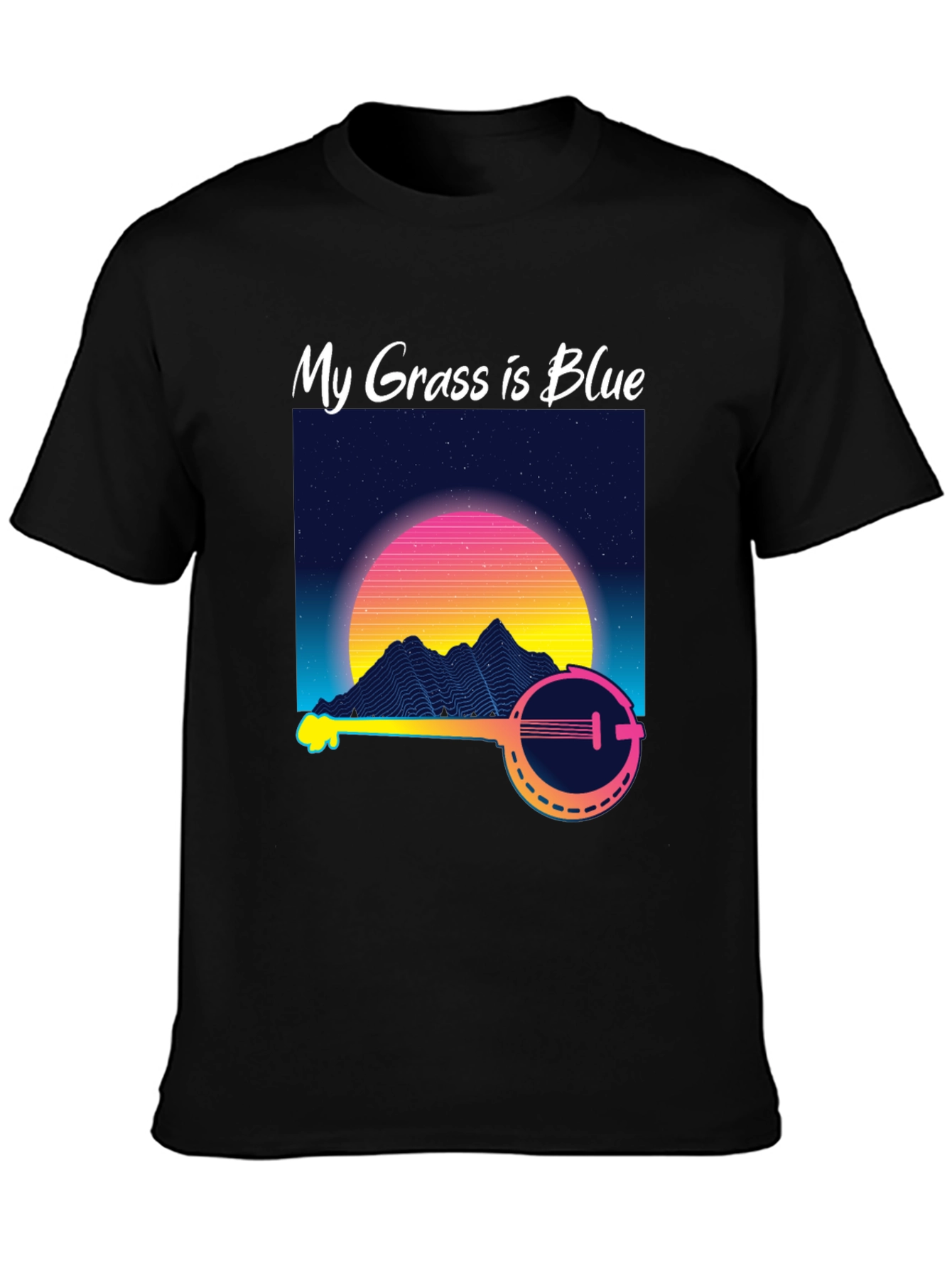 My Grass is Blue Retro Banjo T-Shirt