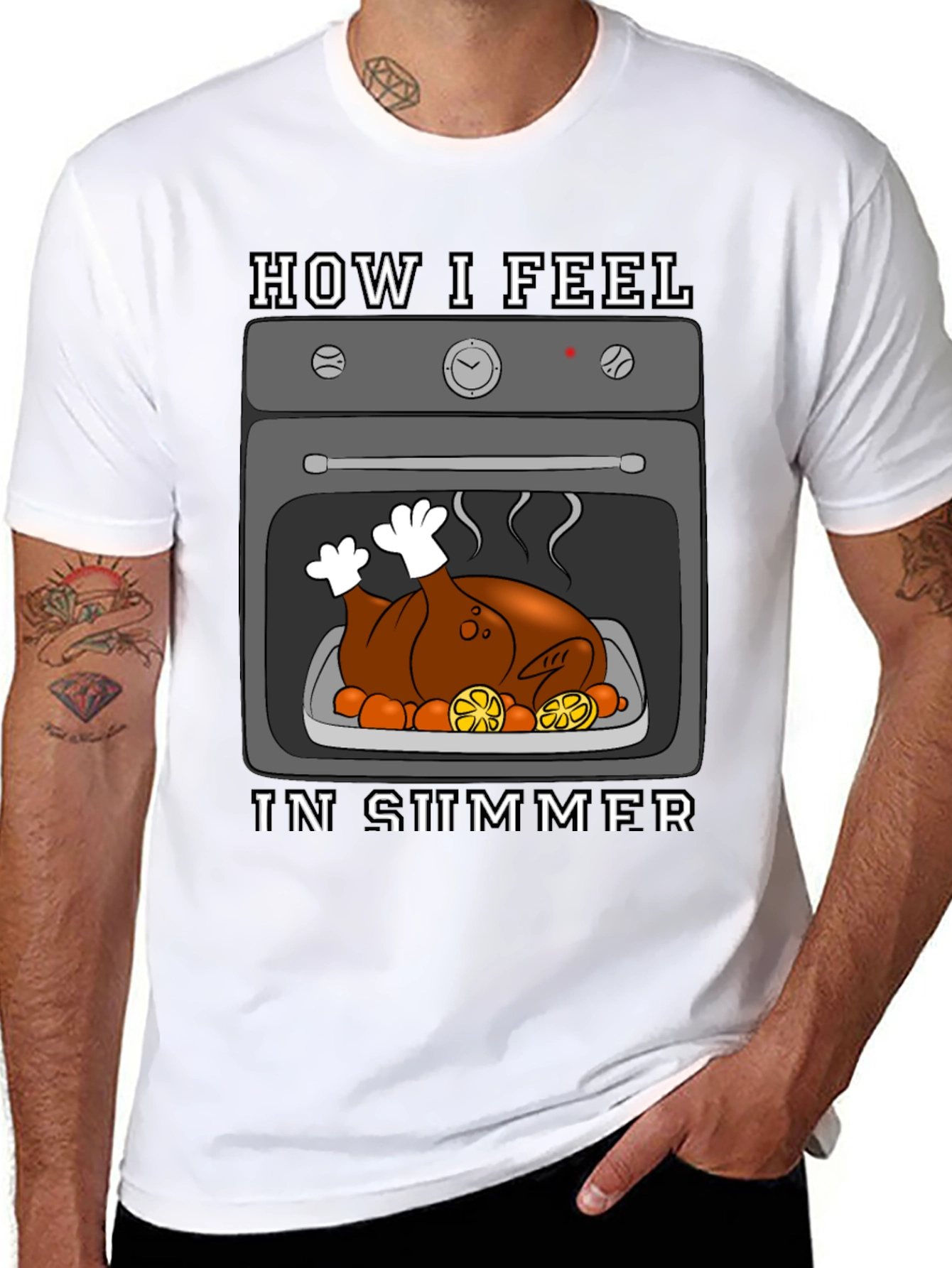 Humorous Summer T-Shirt - Roasted Turkey in Oven