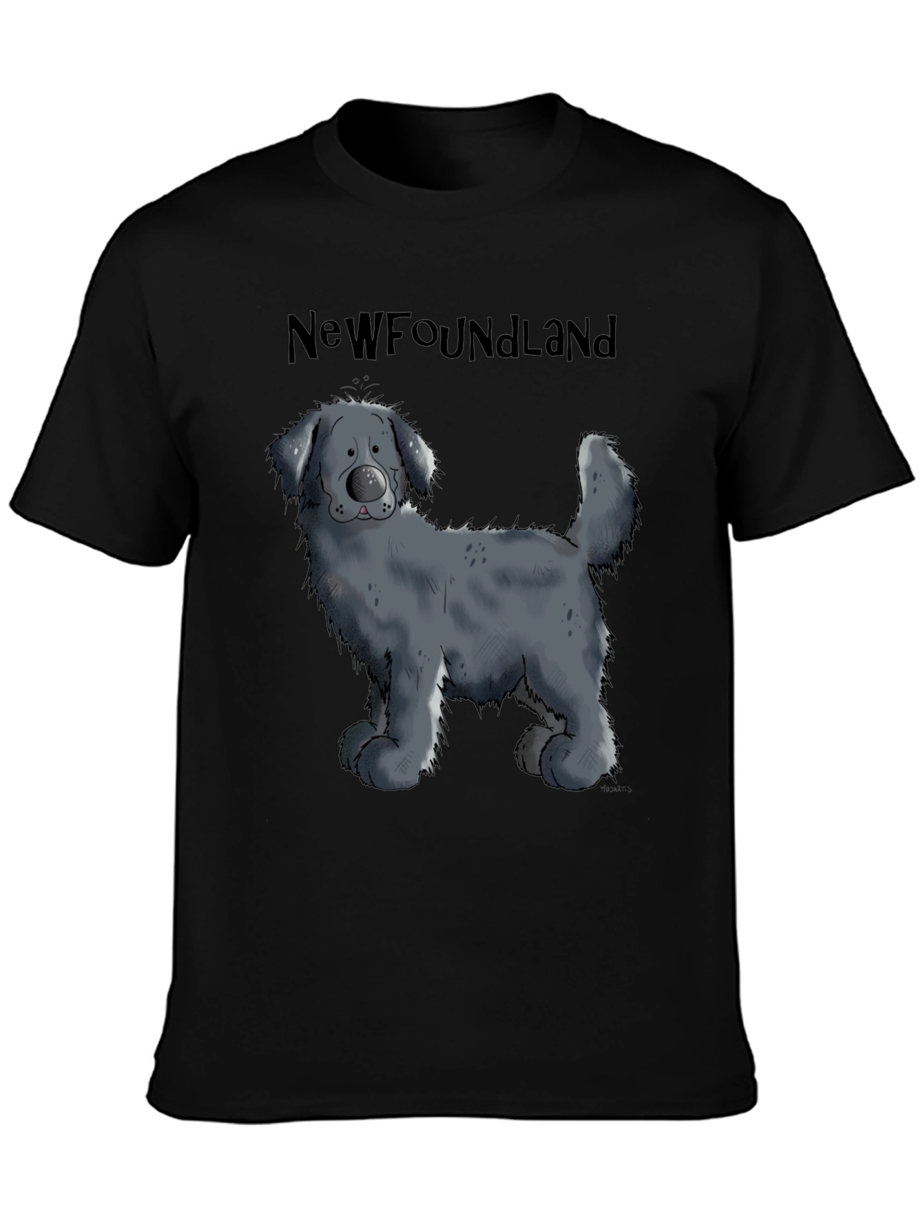 Newfoundland Dog Cartoon Graphic T-Shirt
