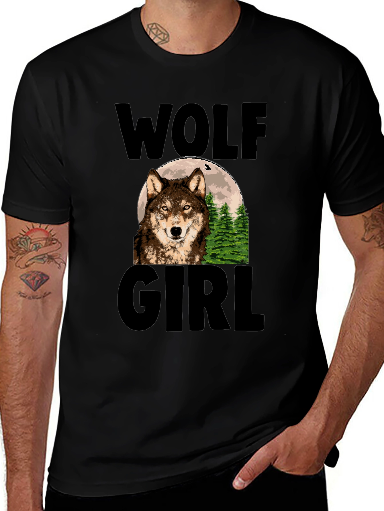Wolf Girl Graphic Print T-Shirt