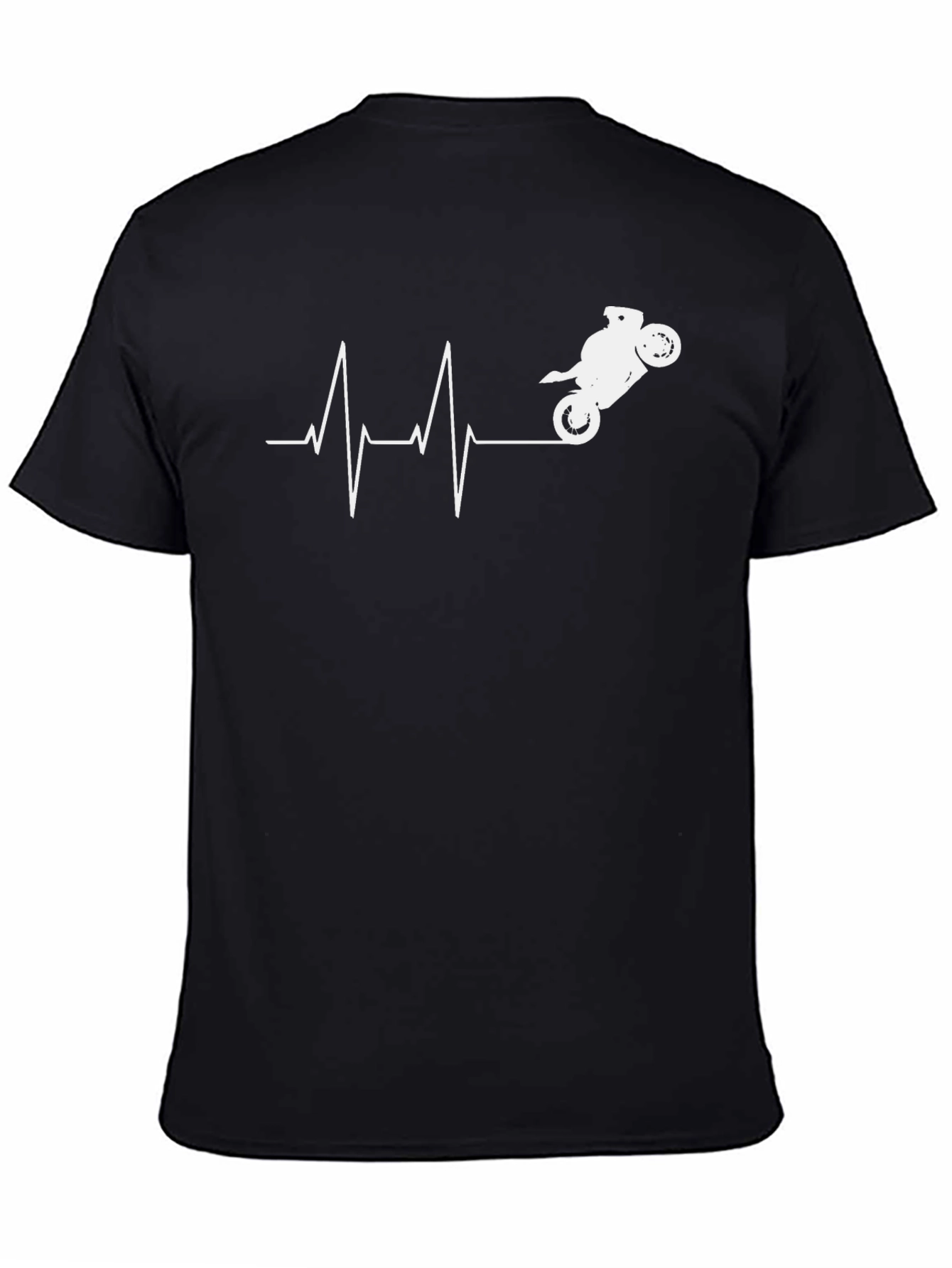 Motorcycle Heartbeat Graphic Tee - Black