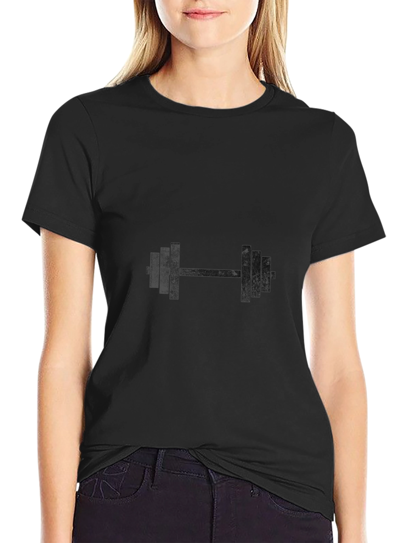 Black Dumbbell Graphic Tee - Workout Ready!