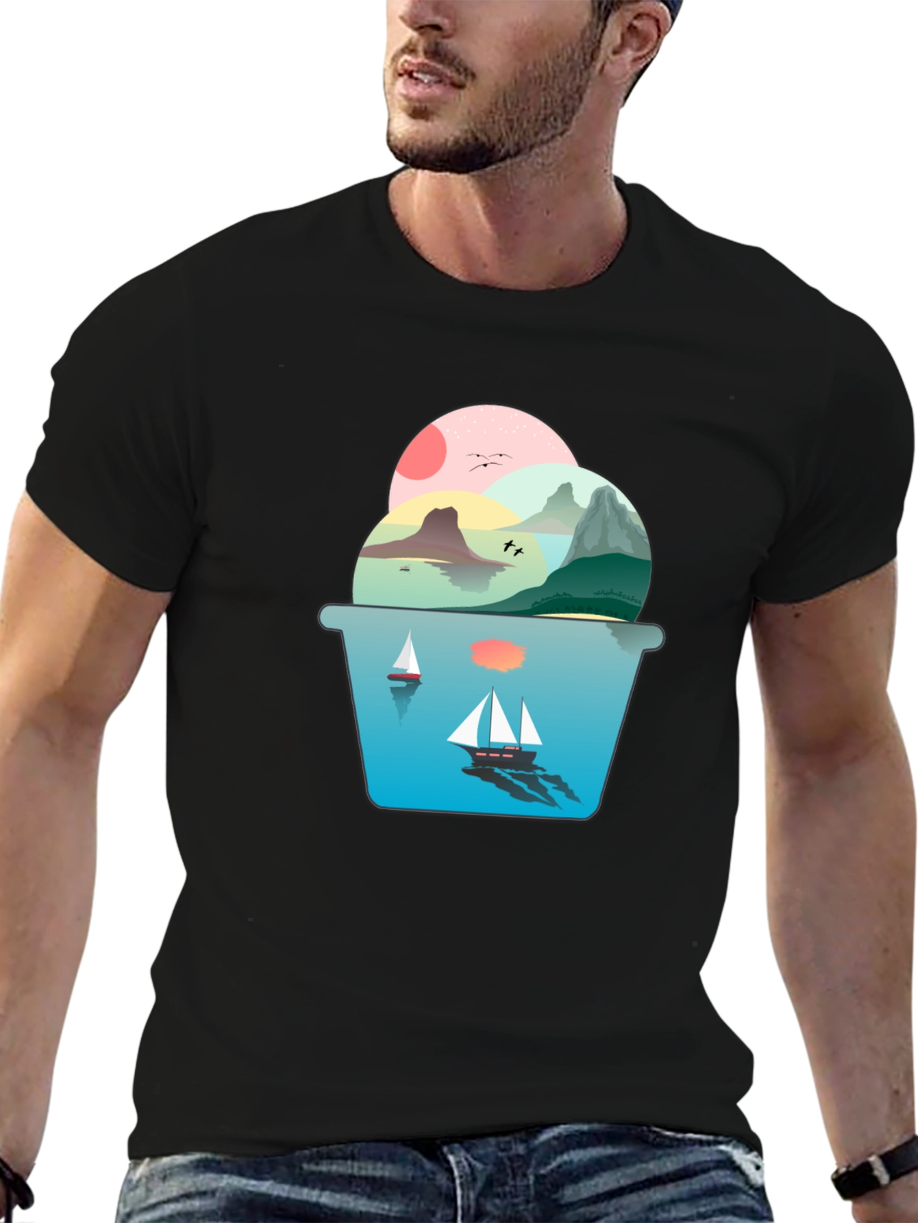Scenic Seascape Graphic Tee - Coastal Dream Shirt