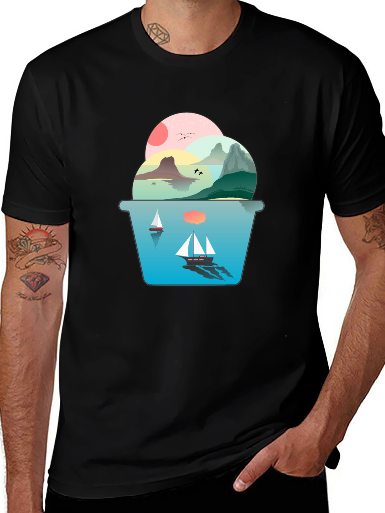 Scenic Seascape Graphic Tee - Coastal Dream Shirt