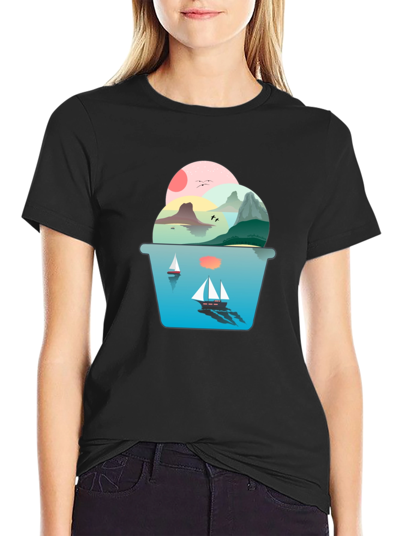 Scenic Seascape Graphic Tee - Coastal Dream Shirt
