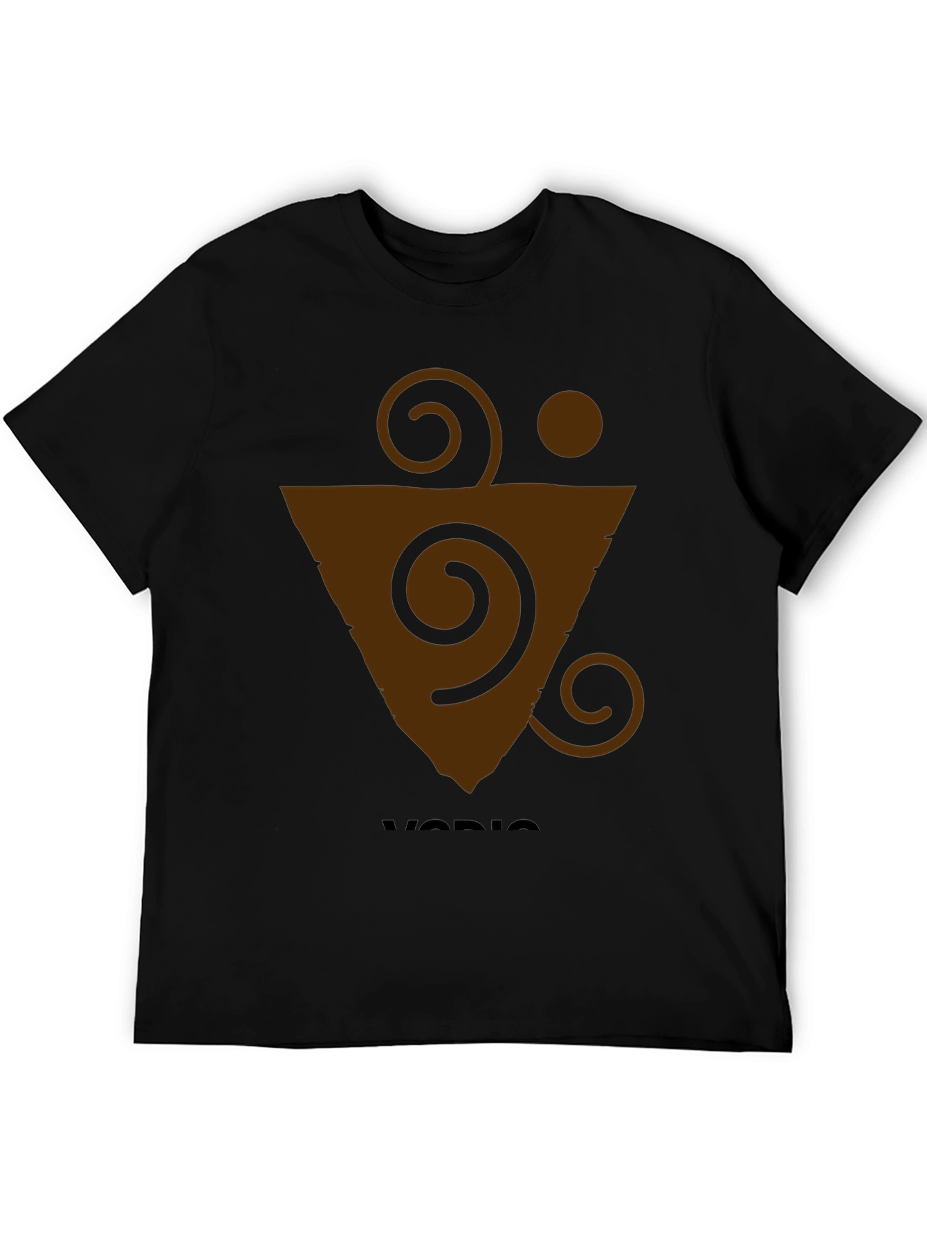 Geometric Brown Graphic Print Black T-Shirt