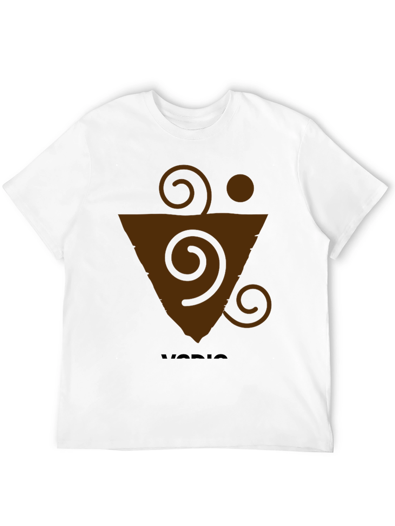 Geometric Brown Graphic Print Black T-Shirt