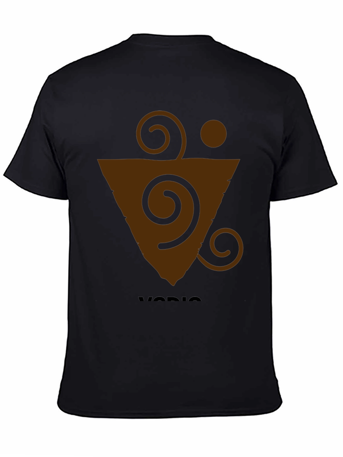 Geometric Brown Graphic Print Black T-Shirt