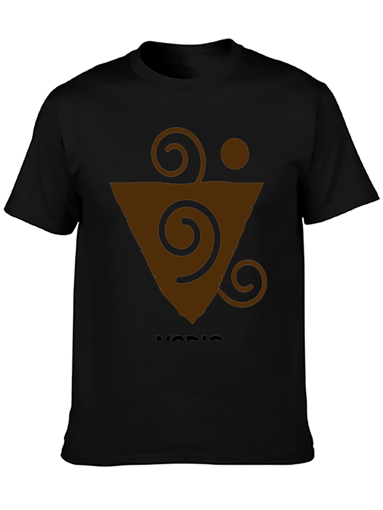 Geometric Brown Graphic Print Black T-Shirt