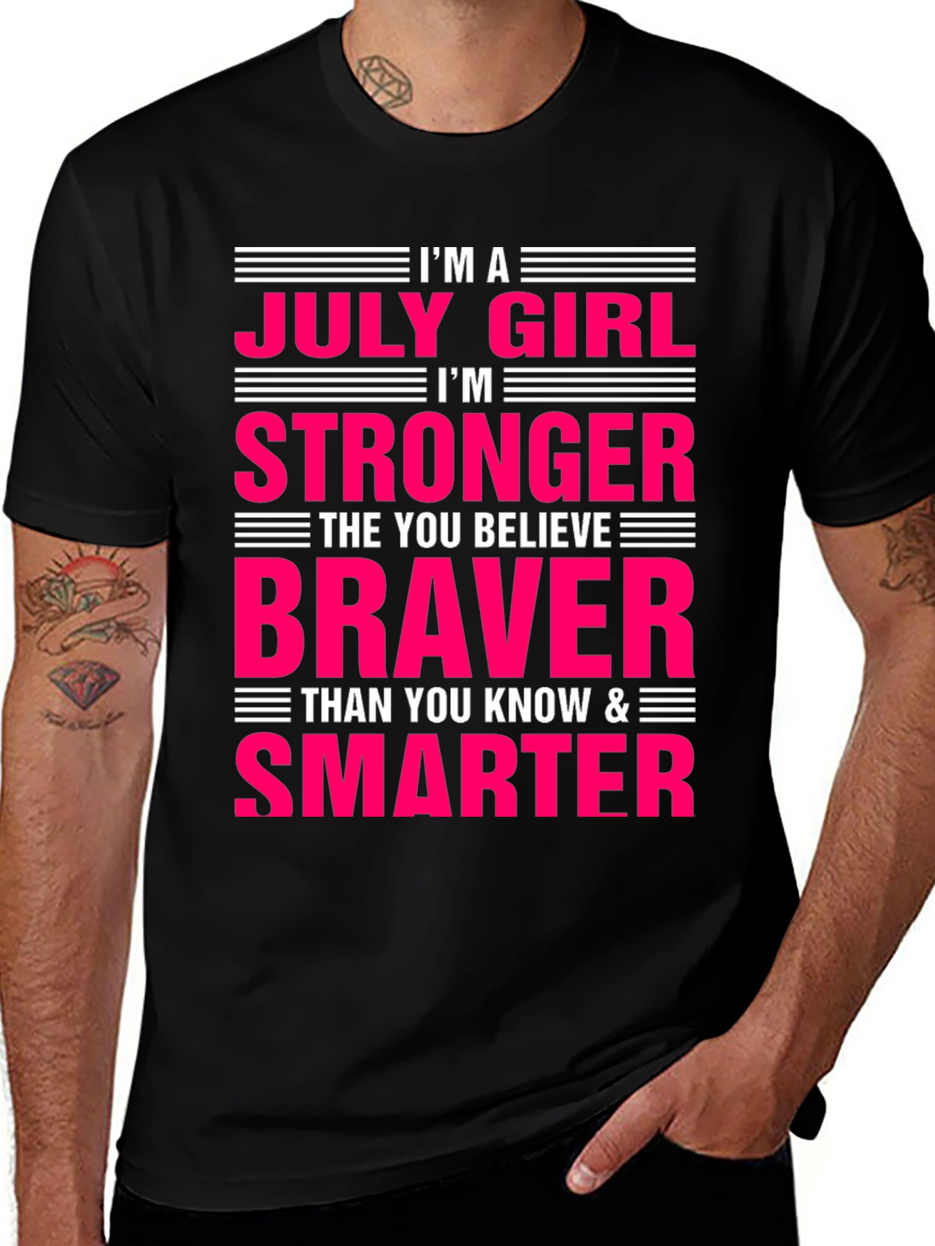 July Girl Stronger Braver Smarter Black T-Shirt