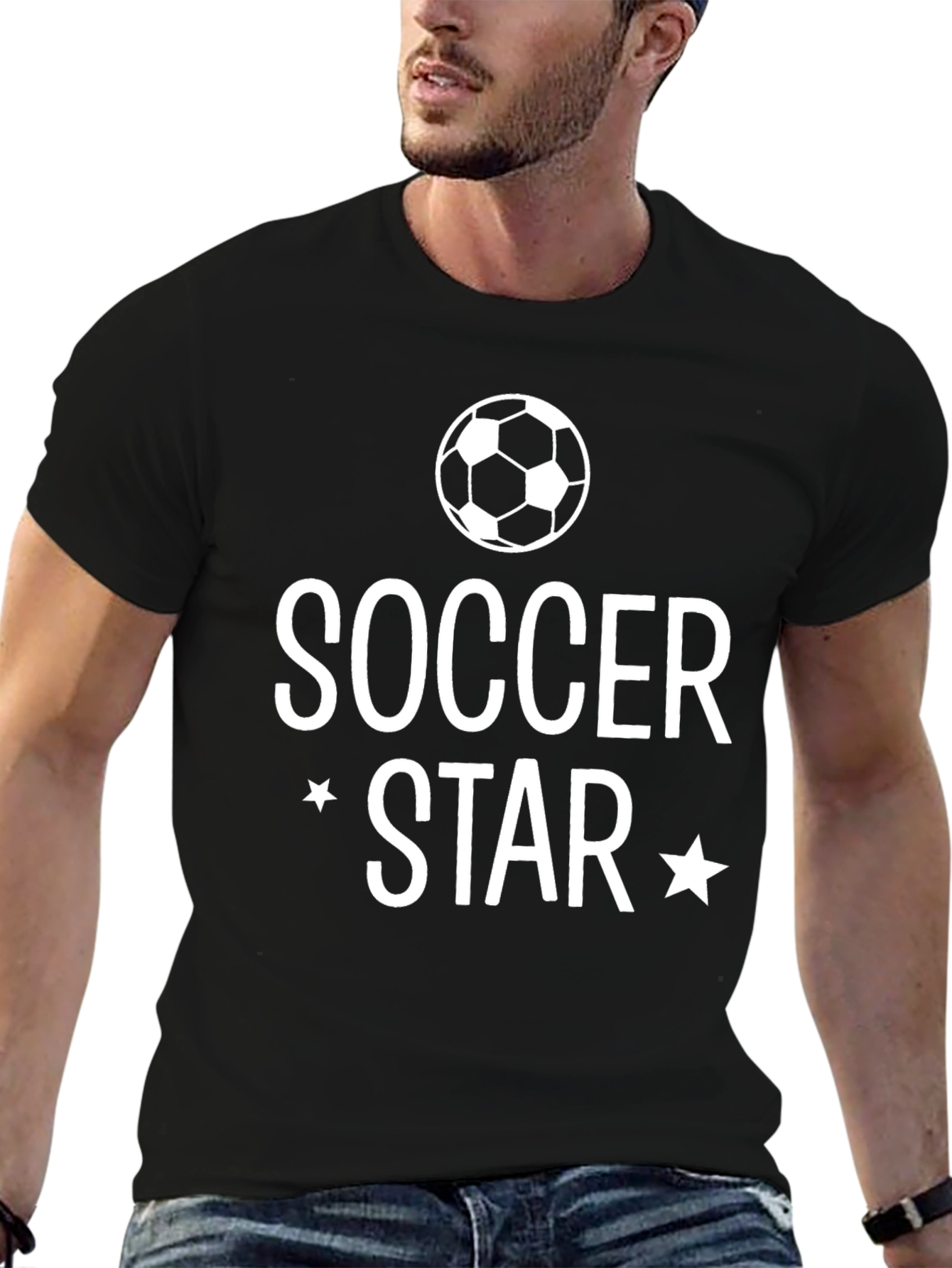 Soccer Star T-Shirt - Black Cotton Graphic Tee