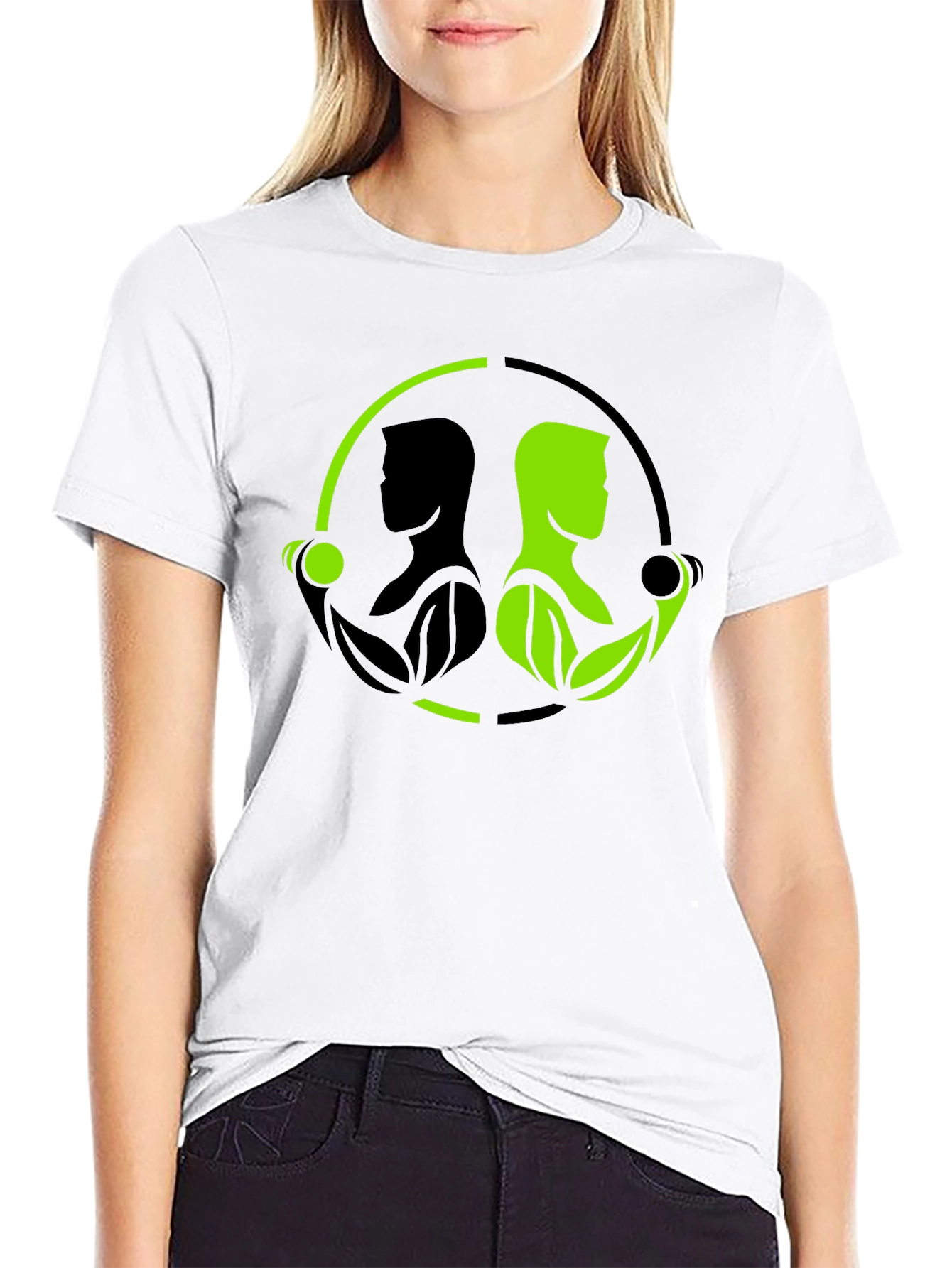 Nature Gym T-Shirt - Black Green Yin Yang Fitness